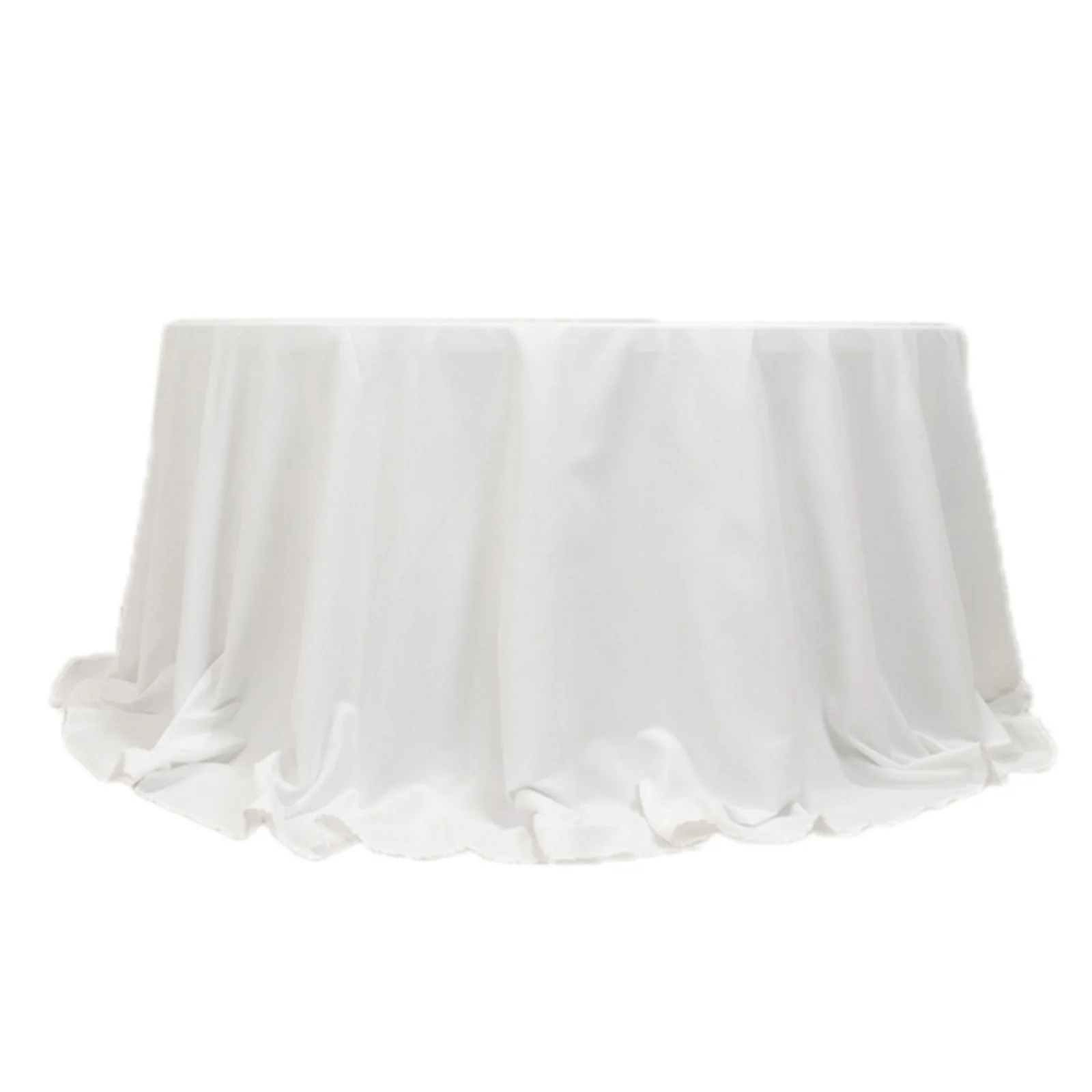 Cotton Blend Round Tablecloth 132" White - Wrinkle-Resistant Finish Seamless Table Cover for Banquets and Gatherings - Image 3