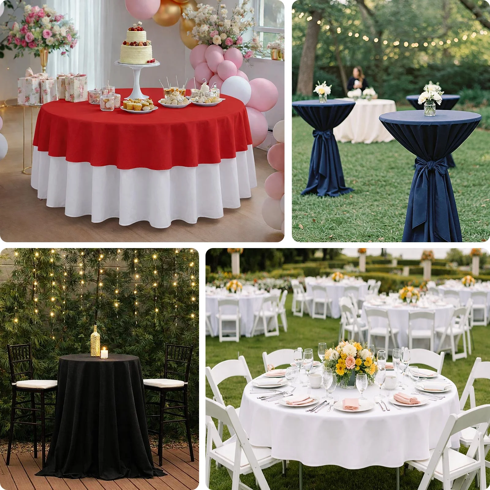 Cotton Blend Round Tablecloth 70" Red with Wrinkle-Resistant Fabric - Durable and Stylish Table Cover - Image 5