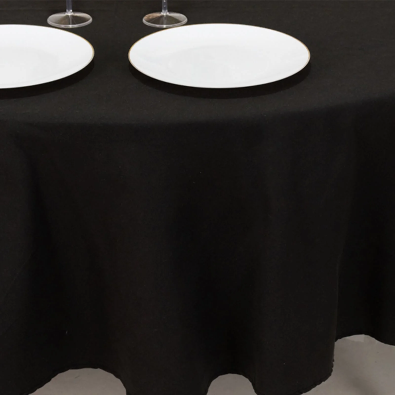 Cotton Blend Round Tablecloth 90" Black with Wrinkle-Resistant Fabric Table Cover - Image 10