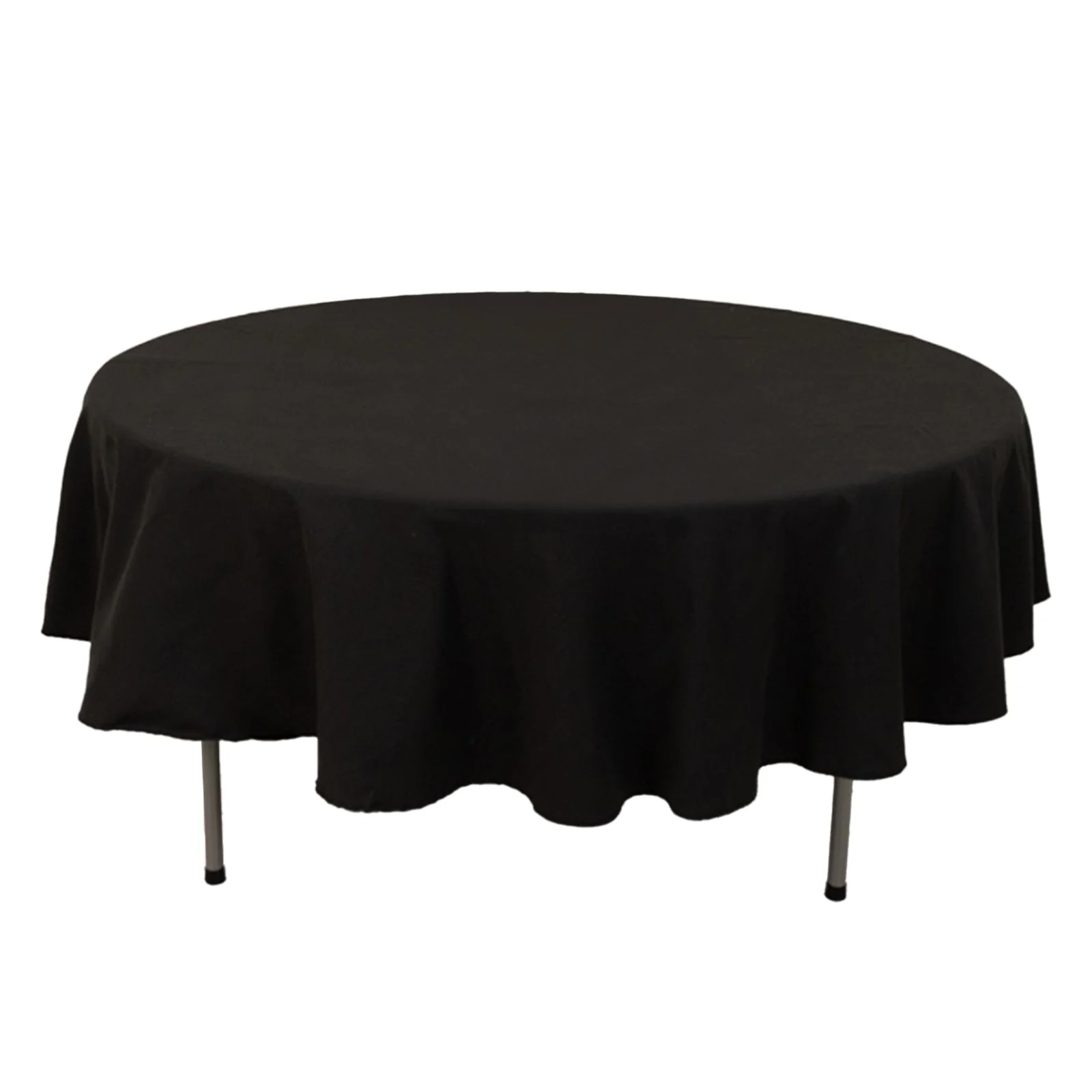 Cotton Blend Round Tablecloth 90" Black with Wrinkle-Resistant Fabric Table Cover - Image 3
