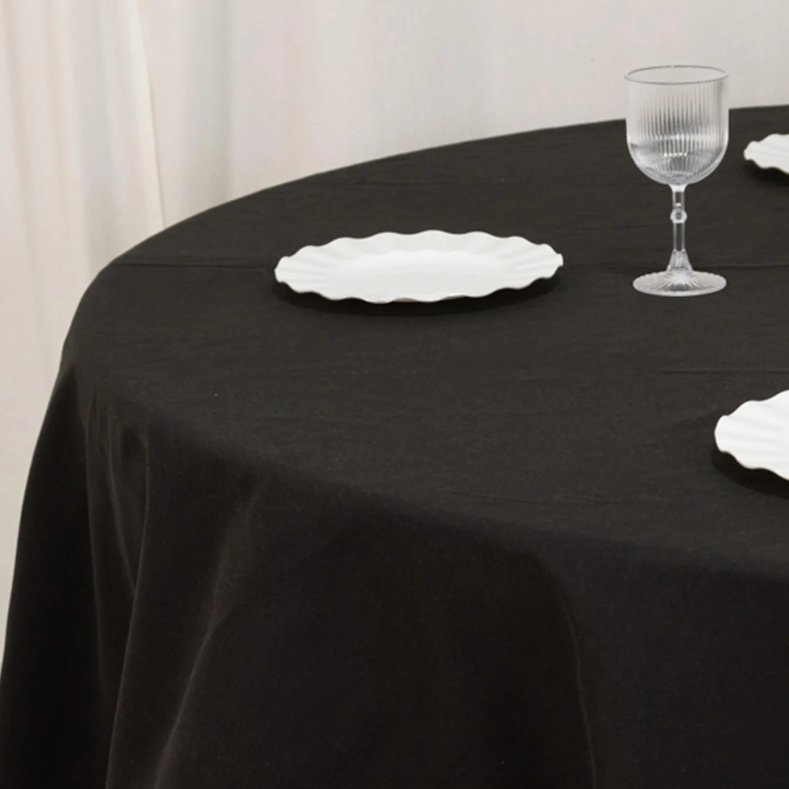 Cotton Blend Round Tablecloth 90" Black with Wrinkle-Resistant Fabric Table Cover - Image 7