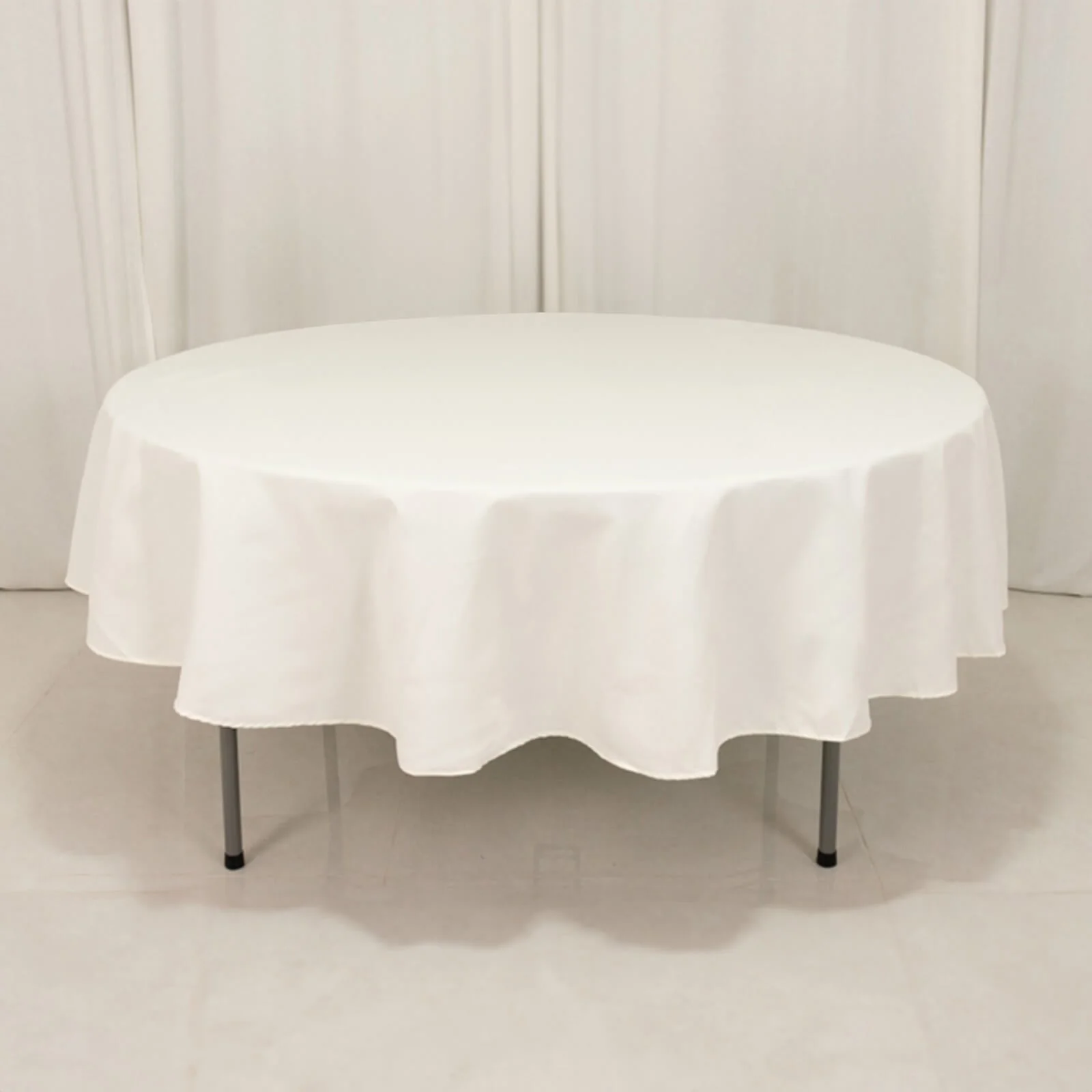 Cotton Blend Round Tablecloth 90" Ivory with Wrinkle-Resistant Fabric Table Cover