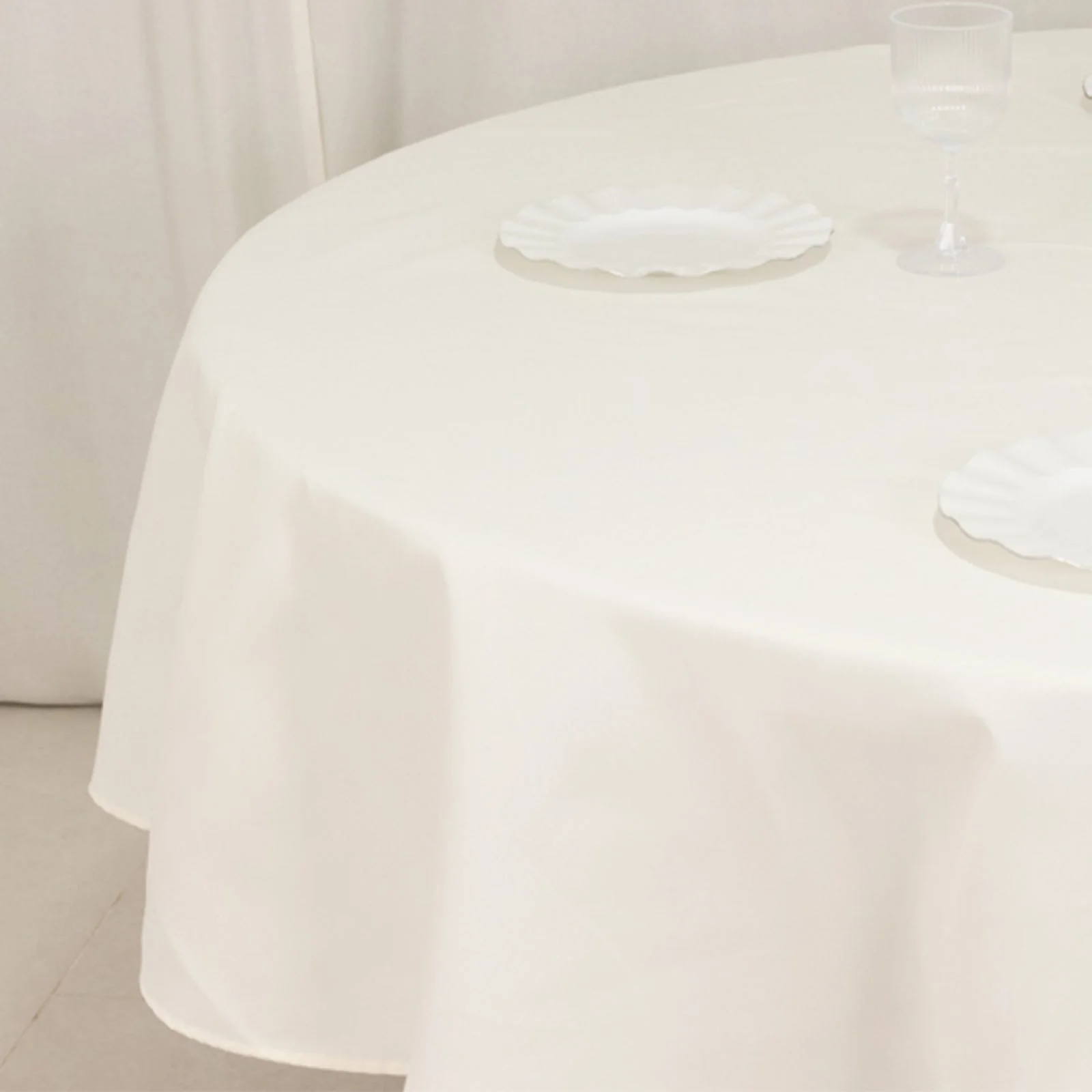 Cotton Blend Round Tablecloth 90" Ivory with Wrinkle-Resistant Fabric Table Cover - Image 7
