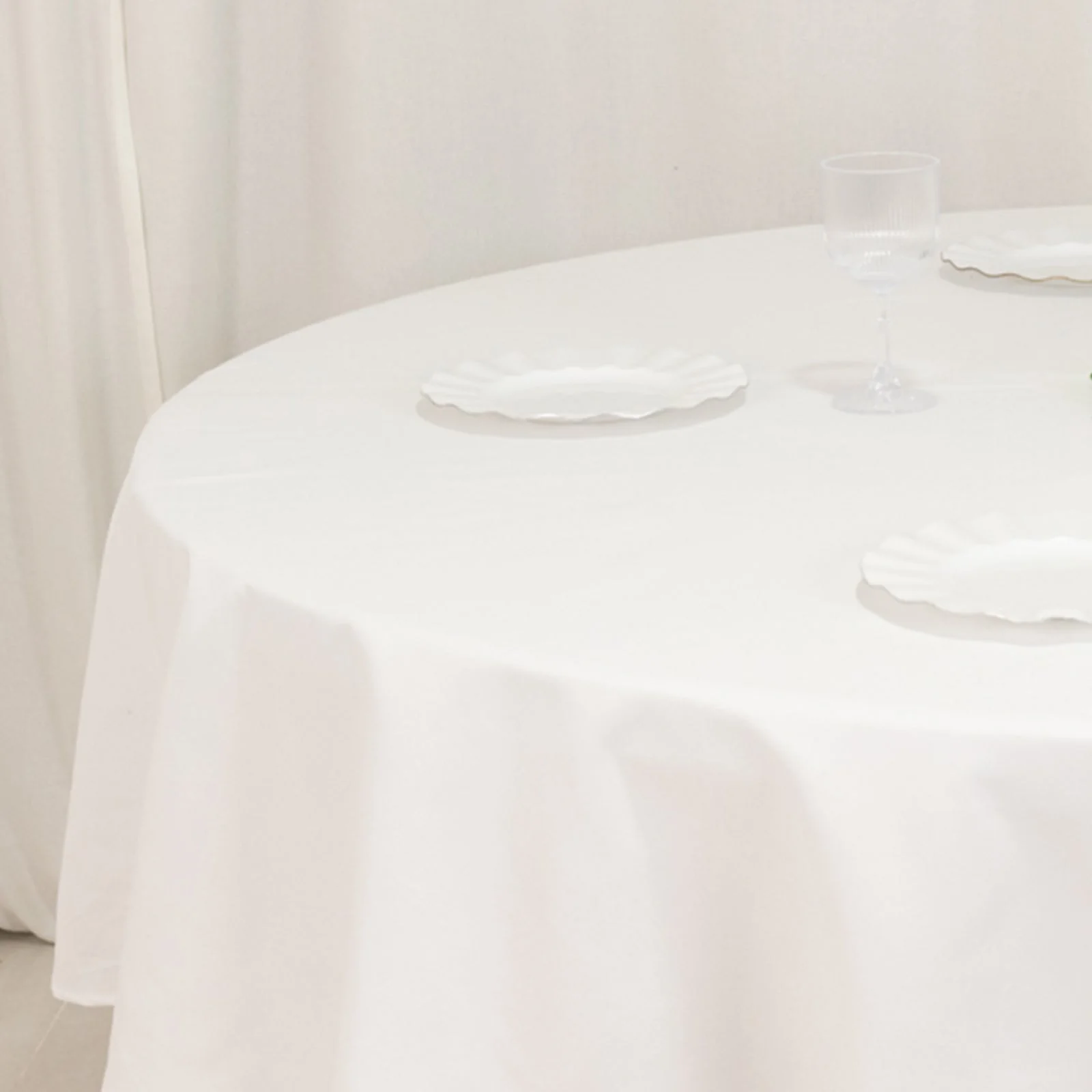 Cotton Blend Round Tablecloth 90" White with Wrinkle-Resistant Fabric - Perfect for Daily and Formal Use - Image 6