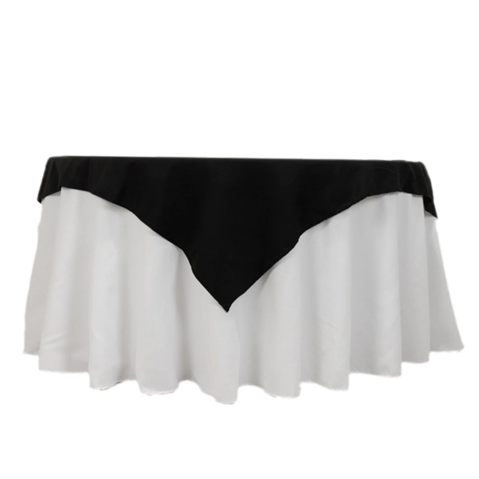 Cotton Blend Square Table Overlay 54"x54" Black - Wrinkle-Resistant, Sleek and Durable Table Topper for Everyday Use - Image 3
