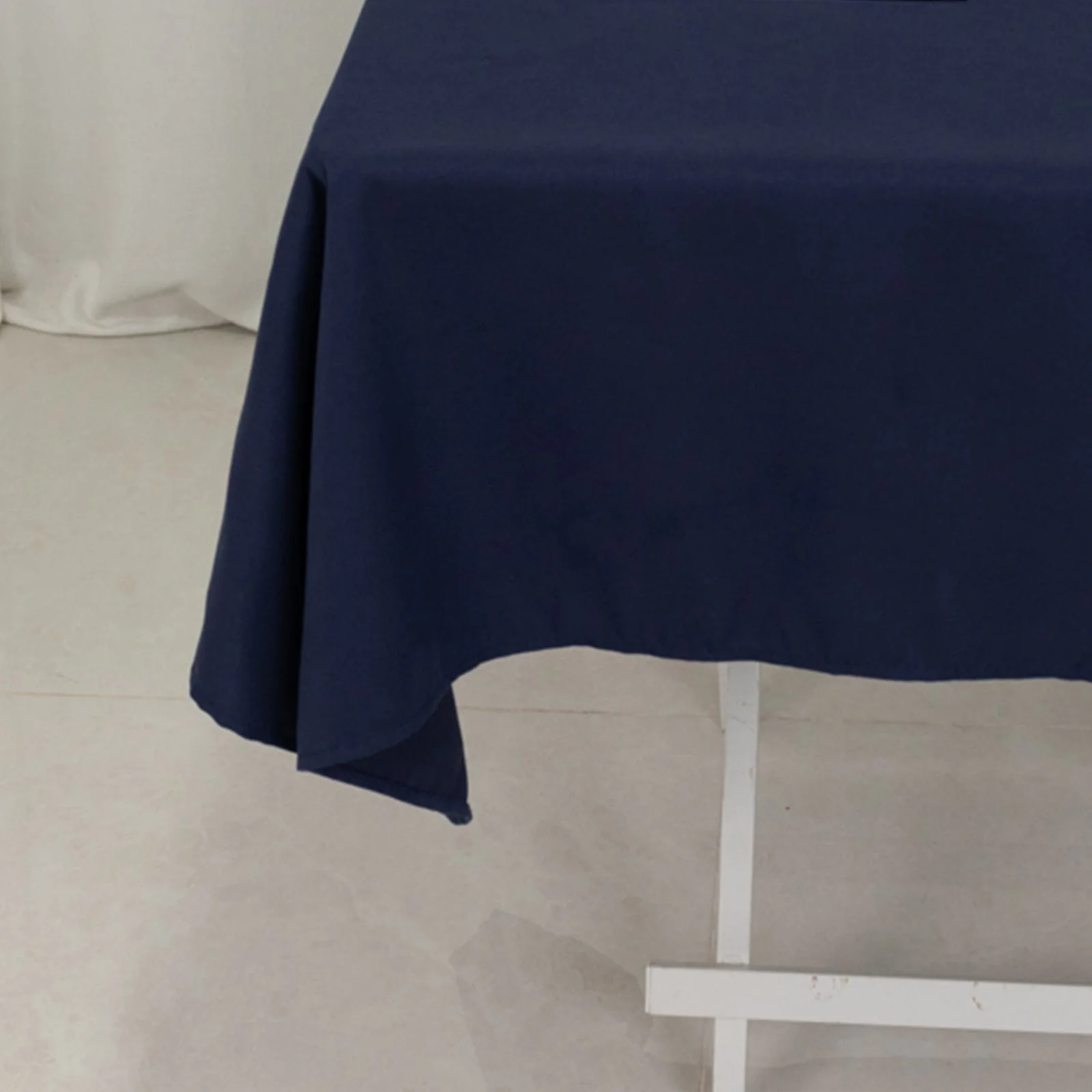 Cotton Blend Square Table Overlay 54"x54" Navy Blue - Wrinkle-Resistant and Durable Table Topper - Image 4