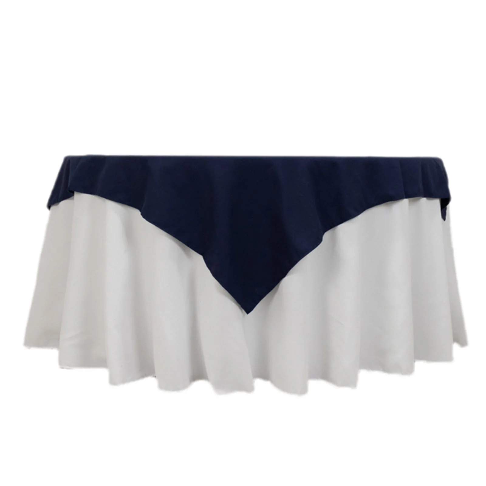 Cotton Blend Square Table Overlay 54"x54" Navy Blue - Wrinkle-Resistant and Durable Table Topper - Image 6