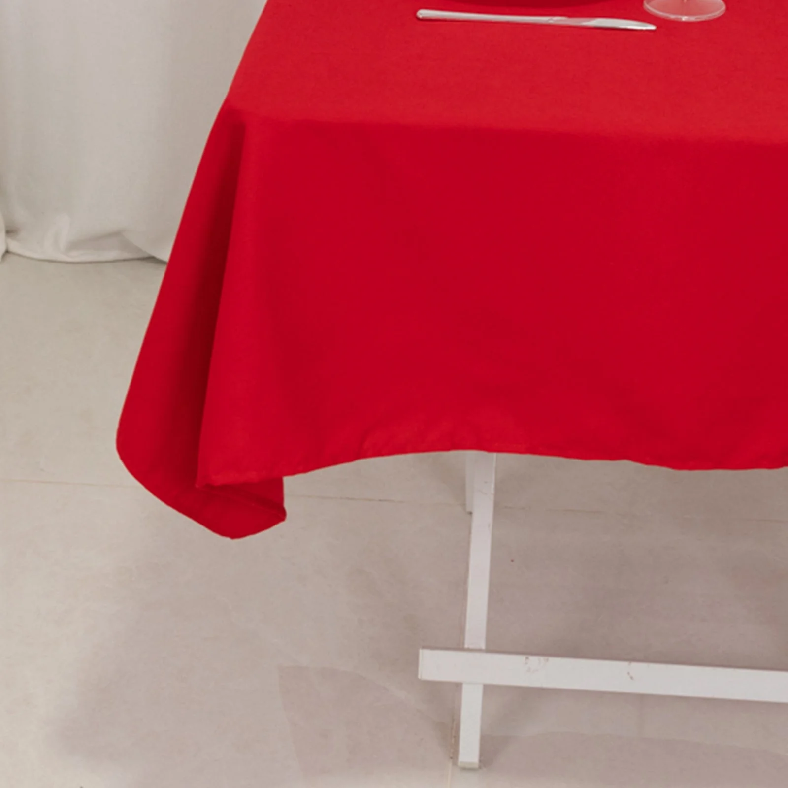 Cotton Blend Square Table Overlay 54"x54" Red - Wrinkle-Resistant and Durable Table Topper - Image 4