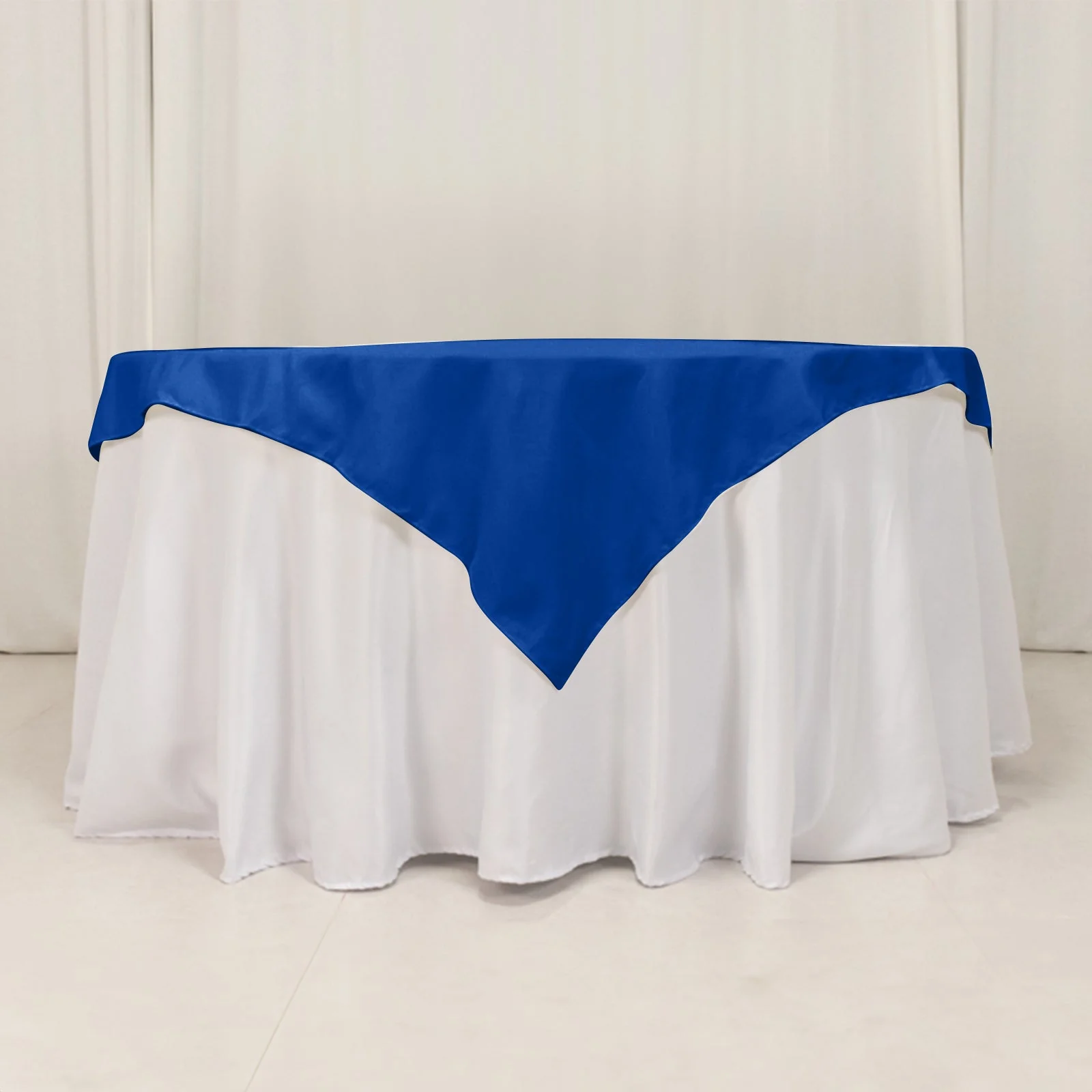 Cotton Blend Square Table Overlay 54"x54" Royal Blue - Wrinkle-Resistant and Durable Table Topper