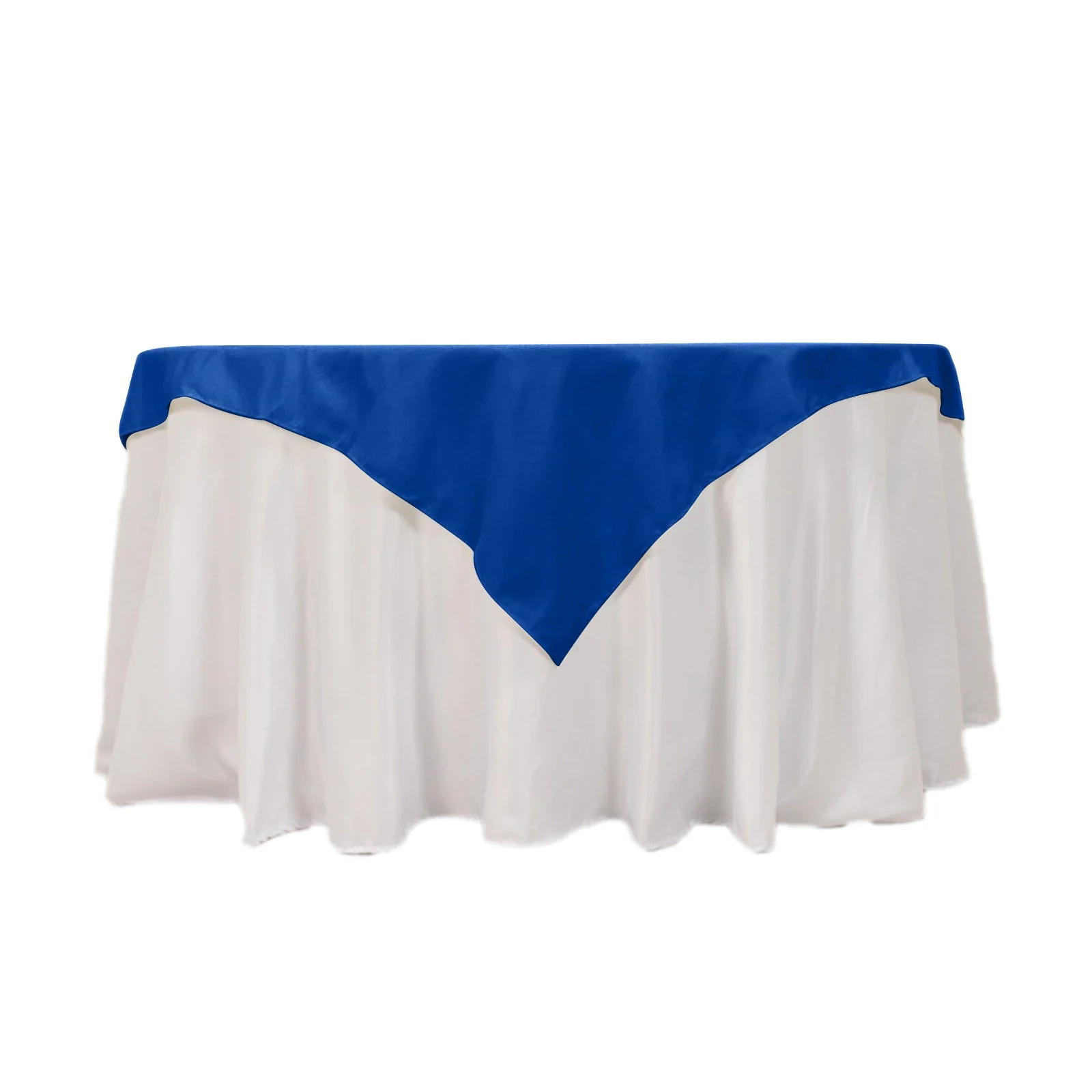 Cotton Blend Square Table Overlay 54"x54" Royal Blue - Wrinkle-Resistant and Durable Table Topper - Image 4