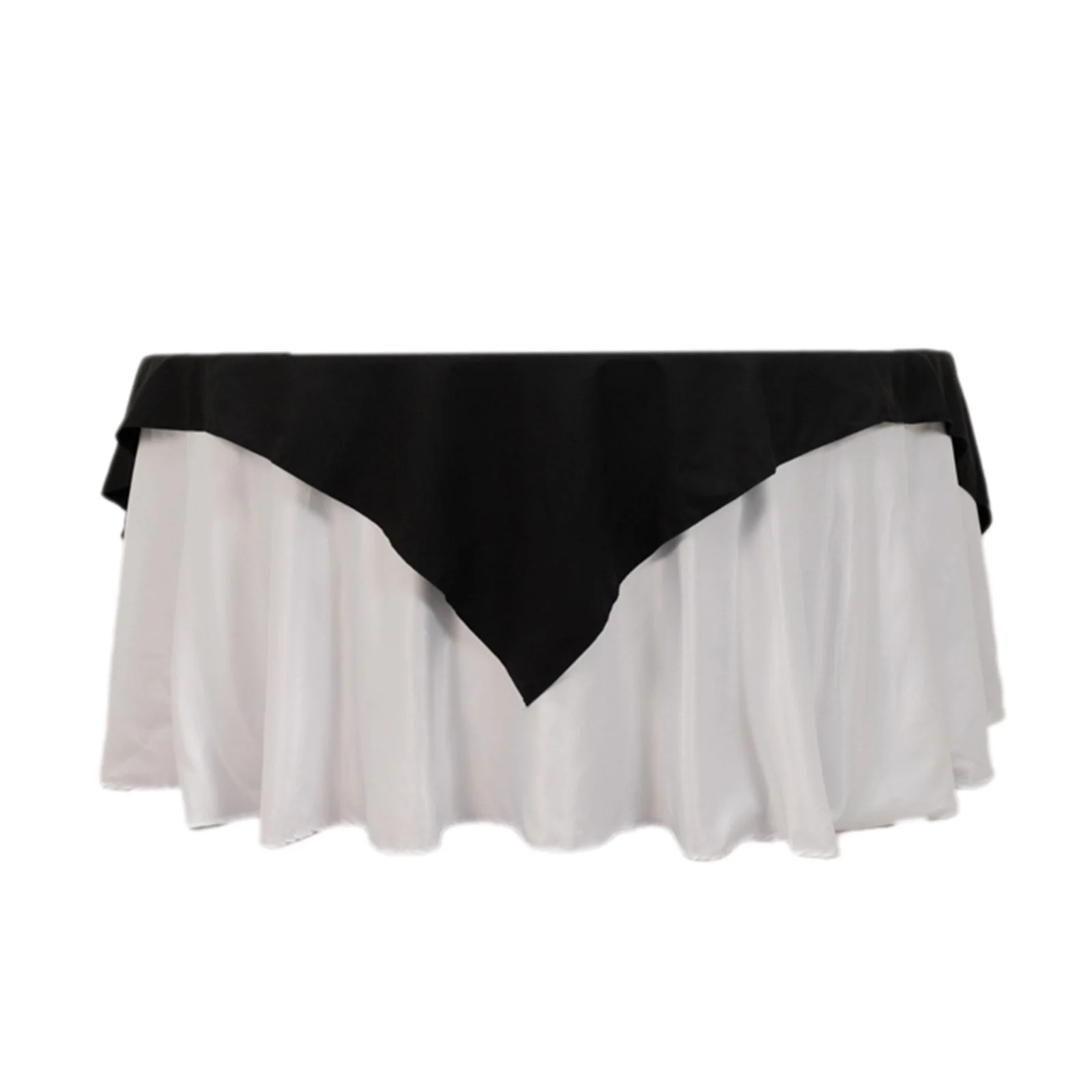 Cotton Blend Square Table Overlay 70"x70" Black with Wrinkle-Resistant Tablecloth Topper - Image 4