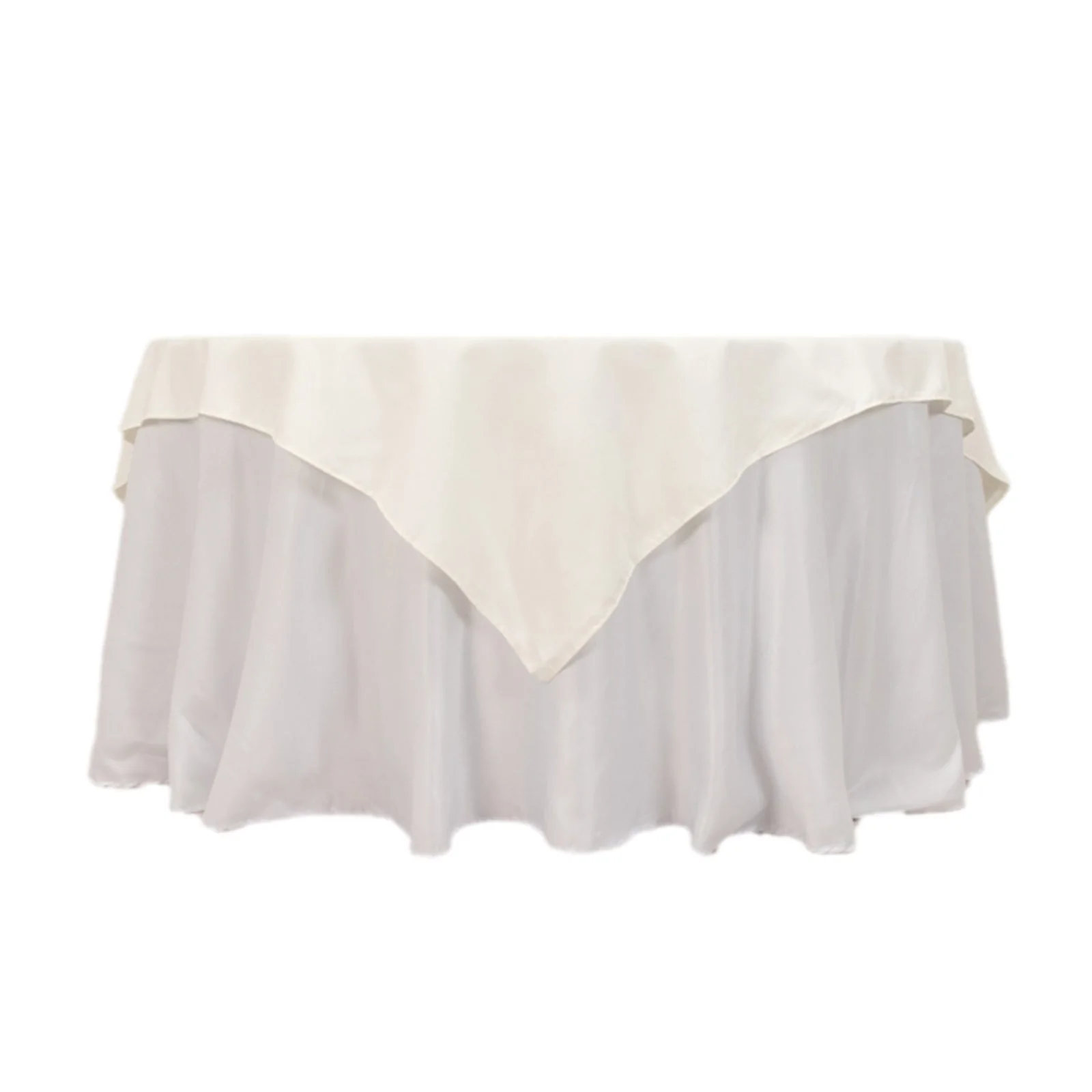 Cotton Blend Square Table Overlay 70"x70" Ivory with Wrinkle-Resistant Tablecloth Topper - Image 4