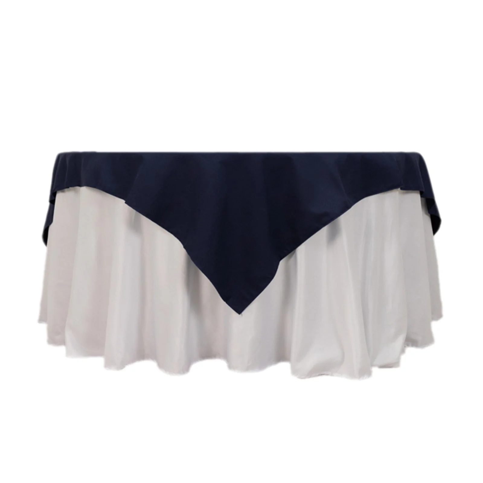 Cotton Blend Square Table Overlay 70"x70" Navy Blue with Wrinkle-Resistant Tablecloth Topper - Image 4
