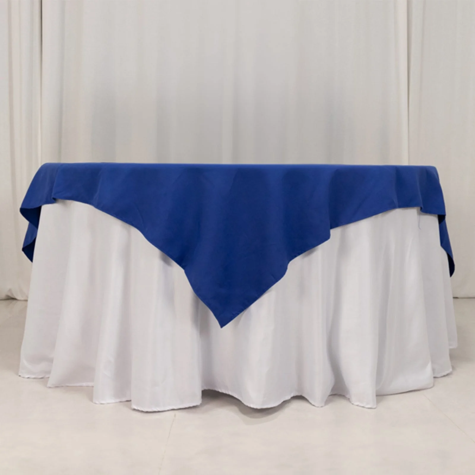 Cotton Blend Square Table Overlay 70"x70" Royal Blue with Wrinkle-Resistant Tablecloth Topper