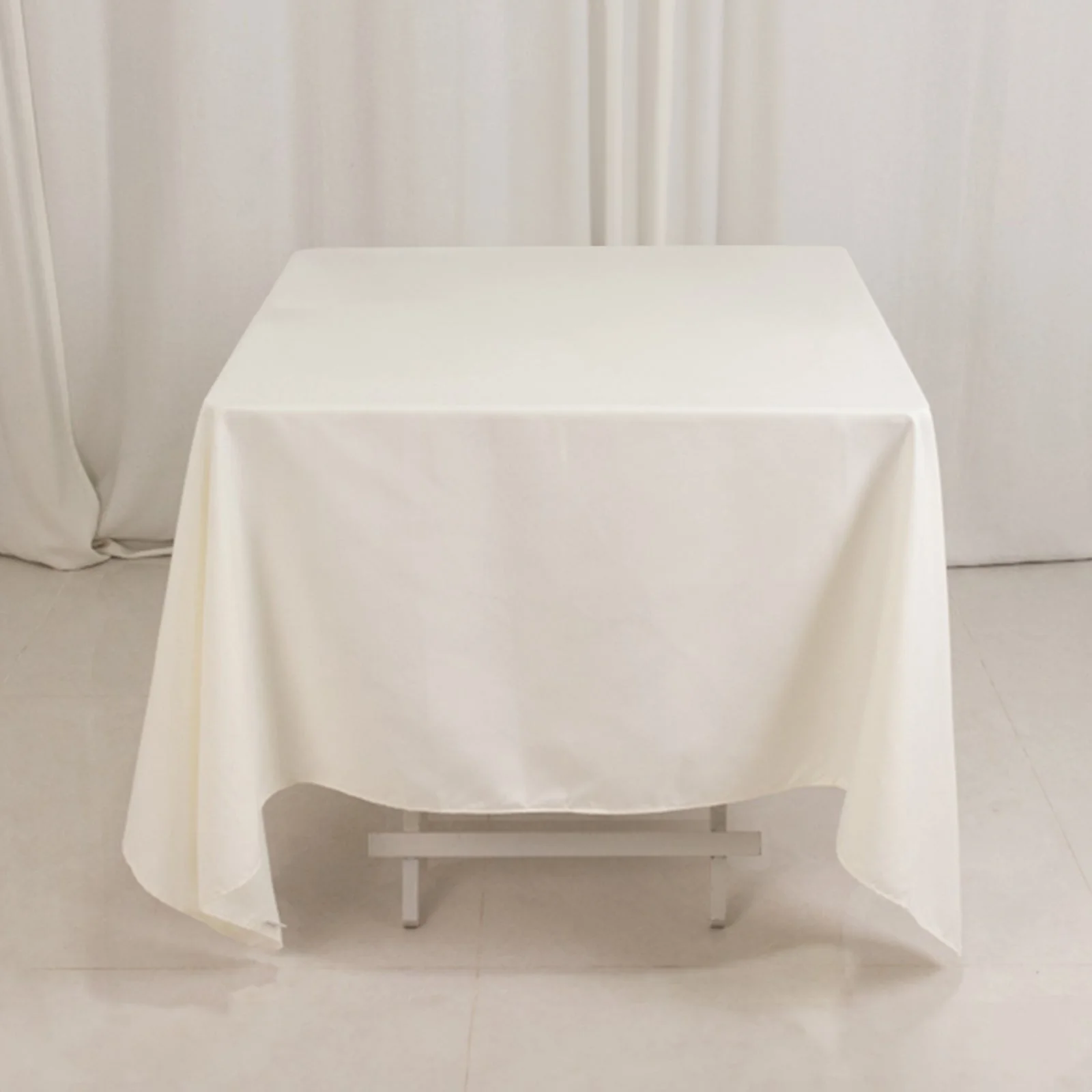 Cotton Blend Square Tablecloth 70"x70" Ivory with Wrinkle-Resistant Table Cover