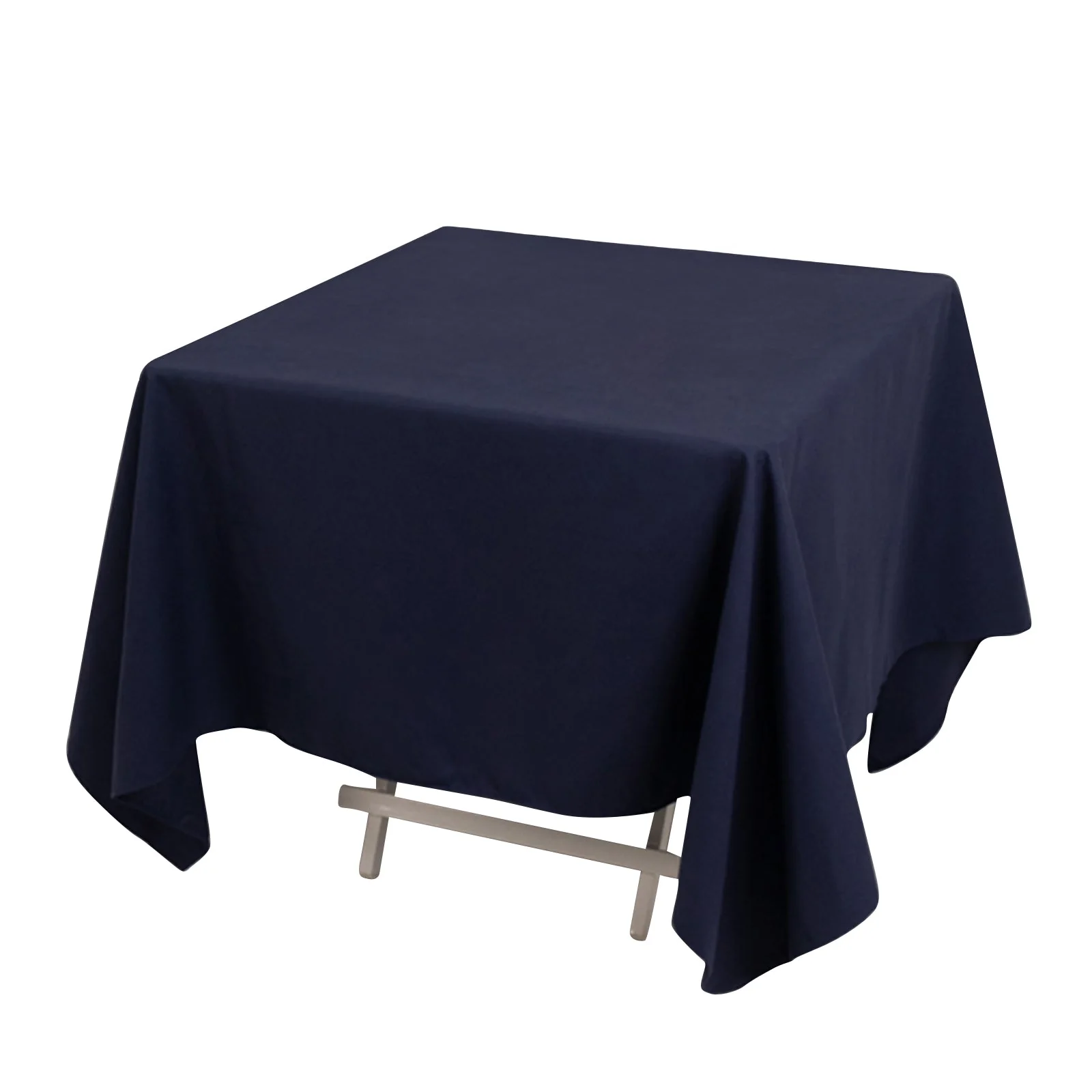 Cotton Blend Square Tablecloth 70"x70" Navy Blue with Wrinkle-Resistant Table Cover - Image 3
