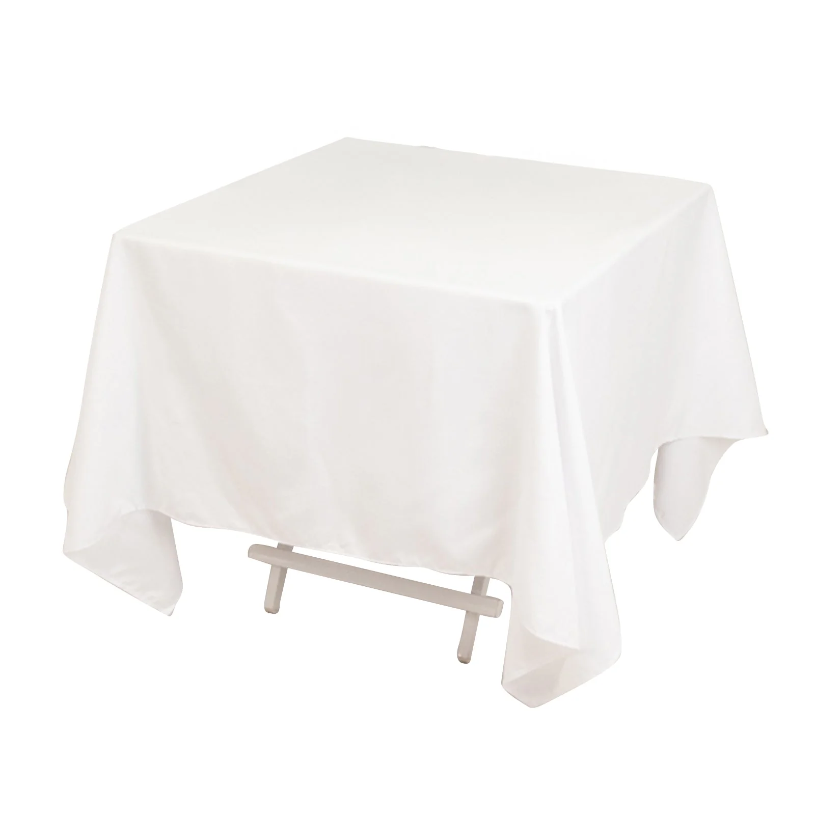 Cotton Blend Square Tablecloth 70"x70" White with Wrinkle-Resistant Finish - Practical and Stylish for Dining Tables - Image 3