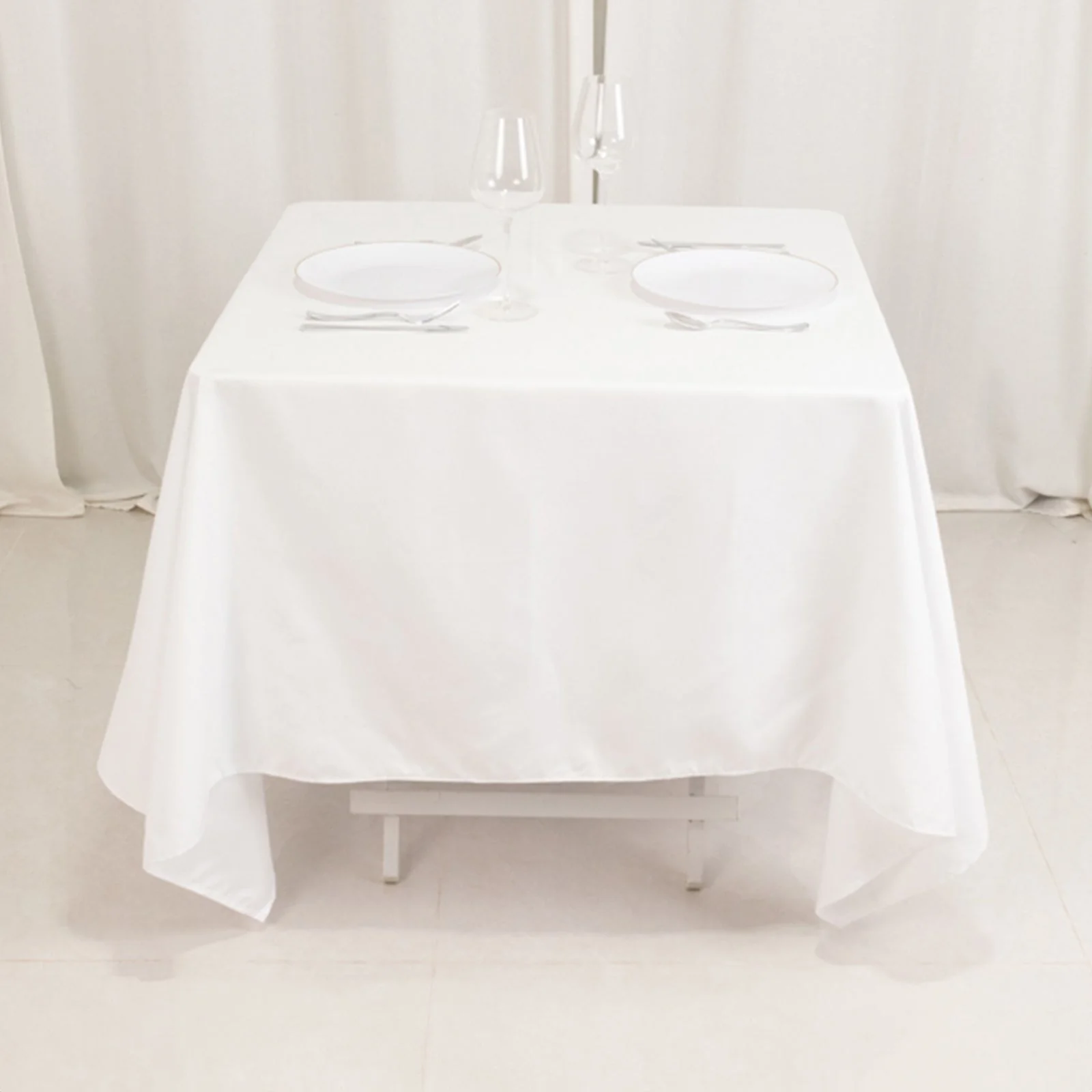 Cotton Blend Square Tablecloth 70"x70" White with Wrinkle-Resistant Finish - Practical and Stylish for Dining Tables - Image 6
