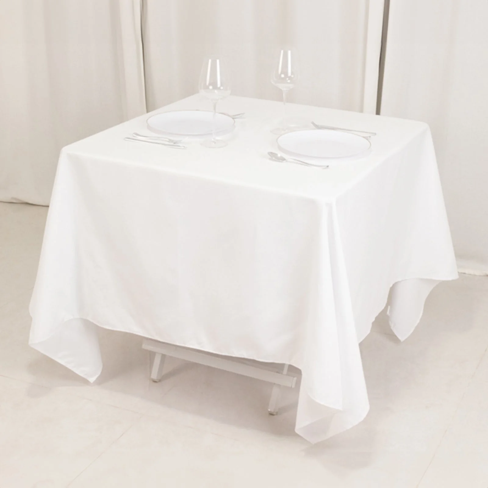 Cotton Blend Square Tablecloth 70"x70" White with Wrinkle-Resistant Finish - Practical and Stylish for Dining Tables - Image 7