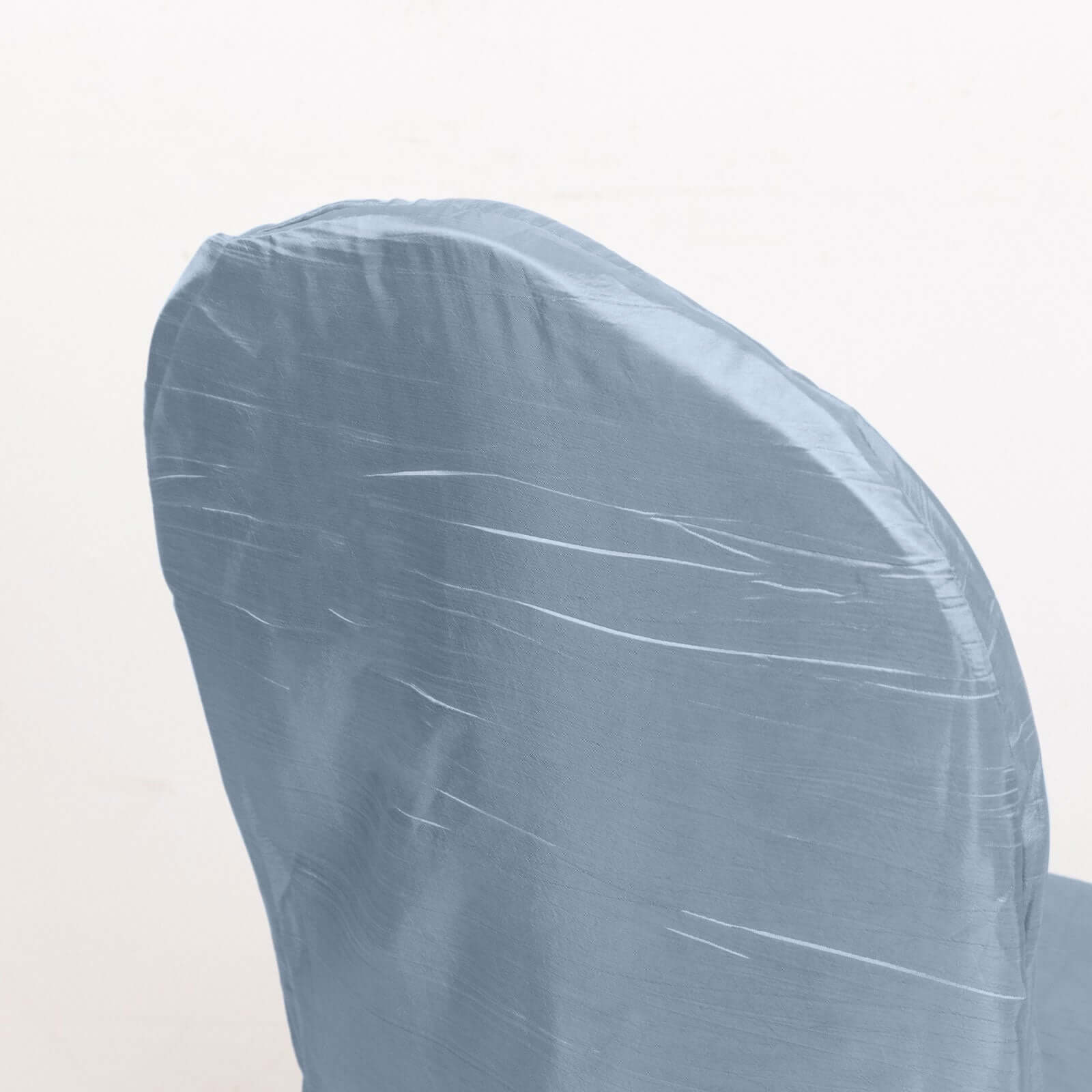 Crinkle Crushed Taffeta Banquet Chair Cover Dusty Blue - Reusable Slipcover - Image 8