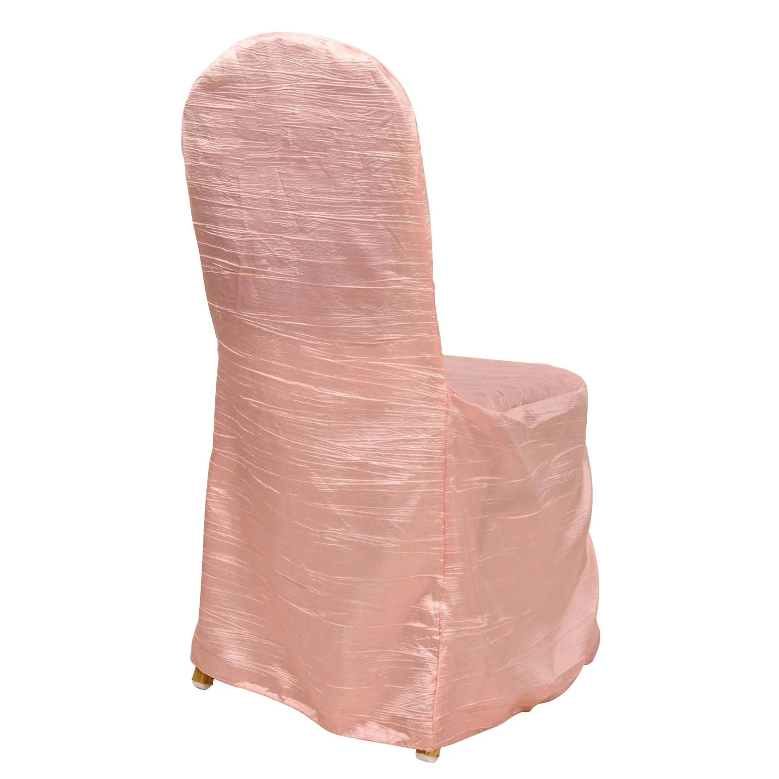 Crinkle Crushed Taffeta Banquet Chair Cover Dusty Rose - Reusable Slipcover - Image 9