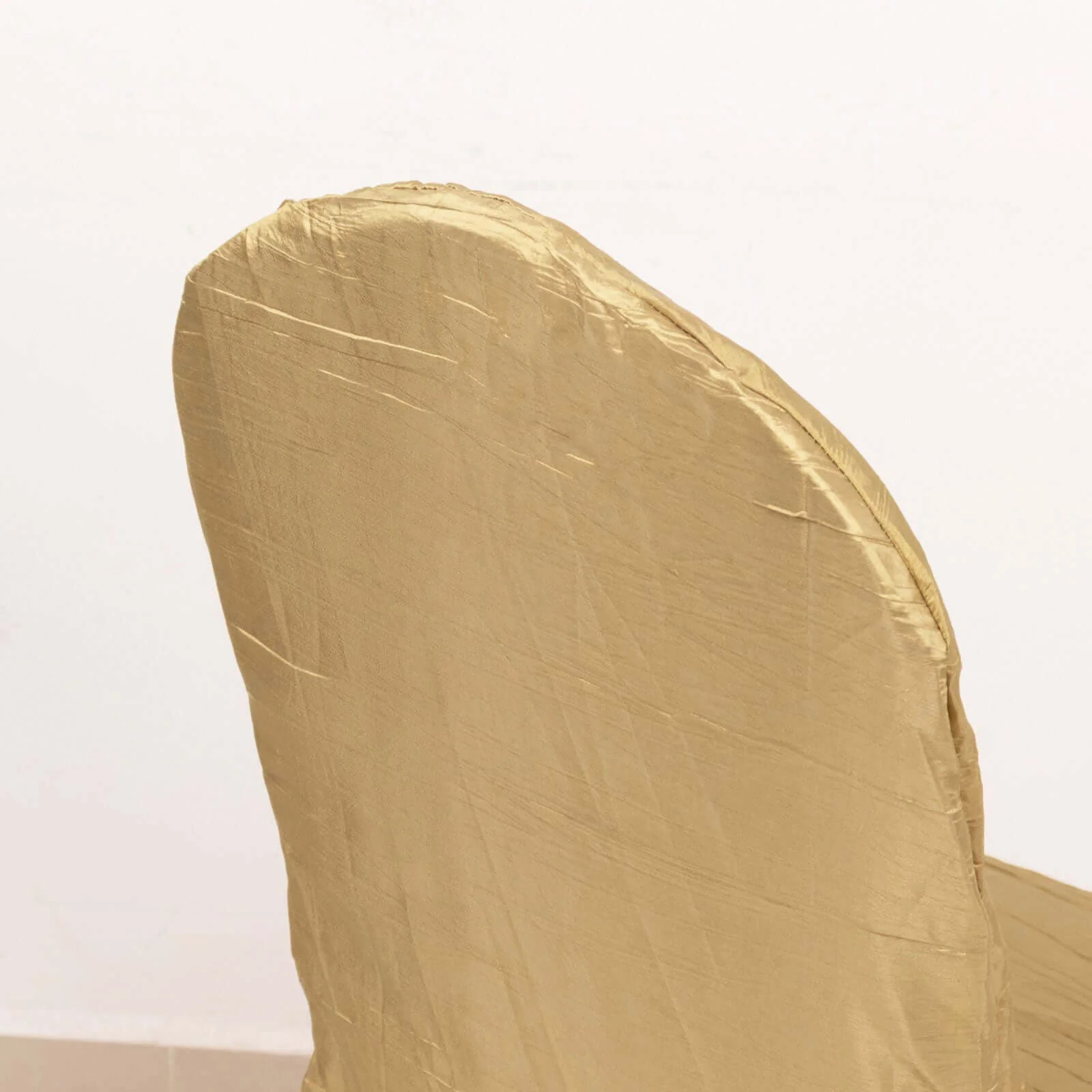 Crinkle Crushed Taffeta Banquet Chair Cover Gold - Reusable Slipcover - Image 8