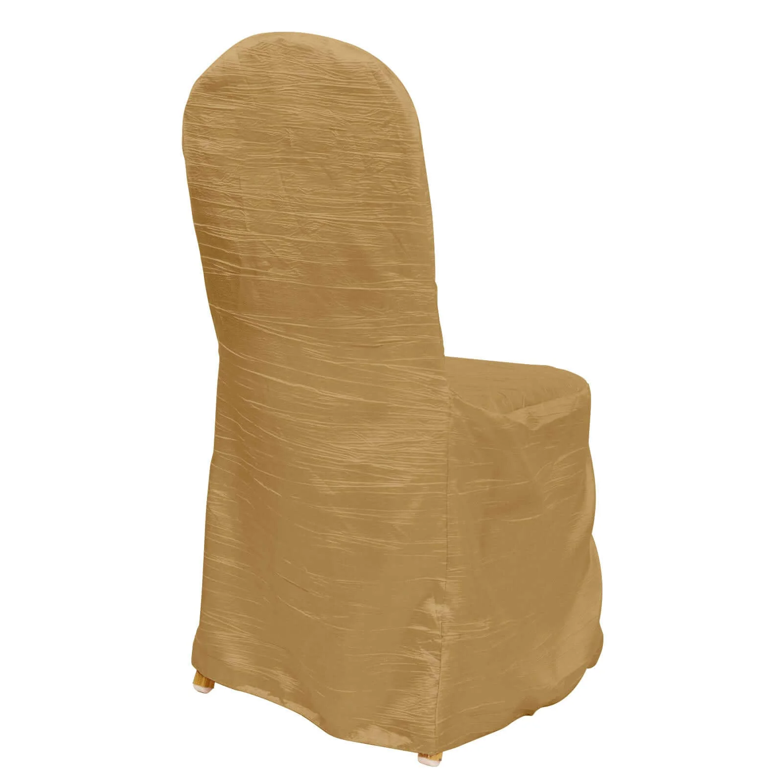 Crinkle Crushed Taffeta Banquet Chair Cover Gold - Reusable Slipcover - Image 9