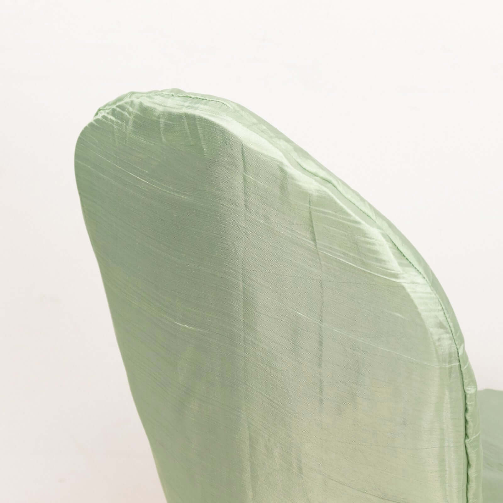 Crinkle Crushed Taffeta Banquet Chair Cover Sage Green - Reusable Slipcover - Image 8