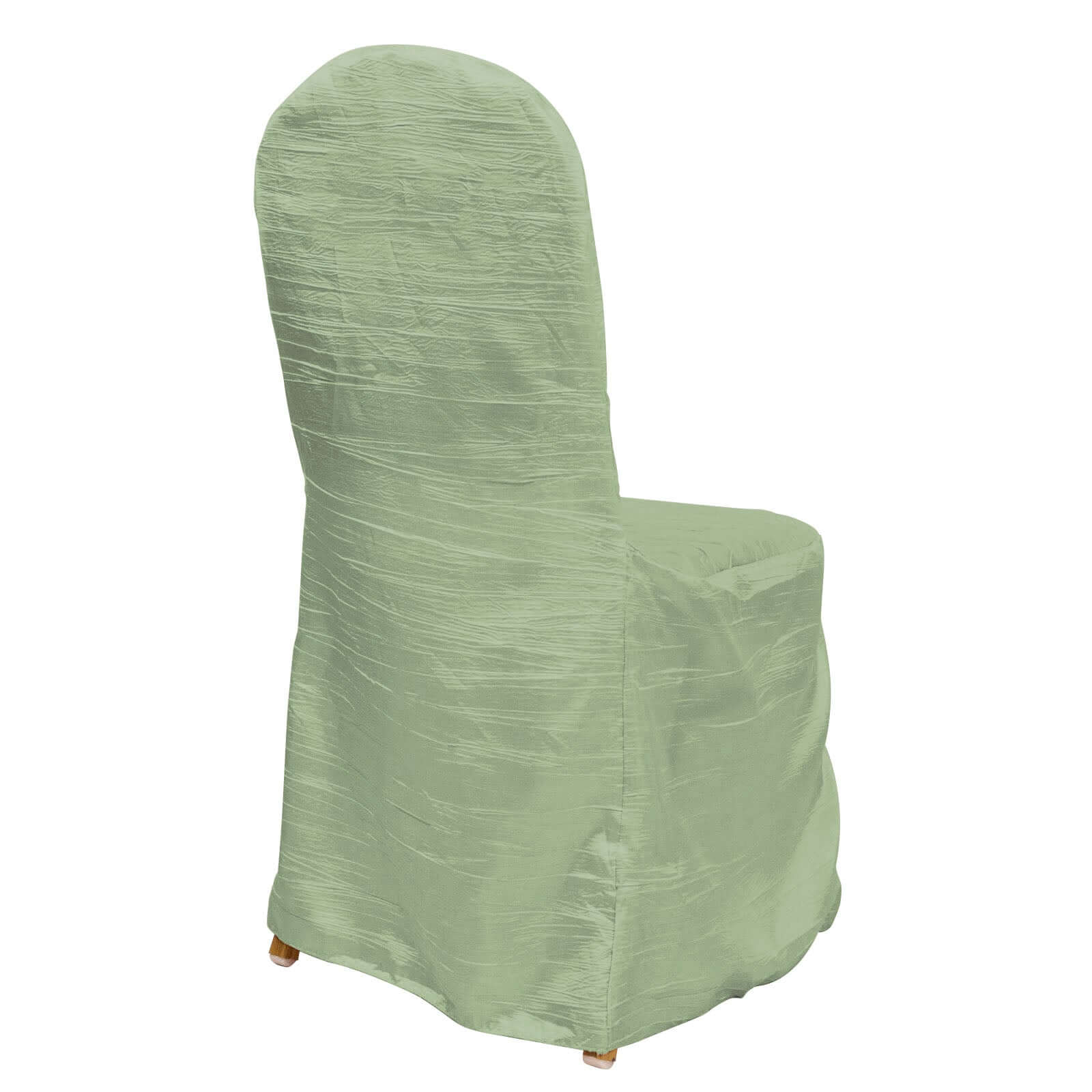 Crinkle Crushed Taffeta Banquet Chair Cover Sage Green - Reusable Slipcover - Image 9