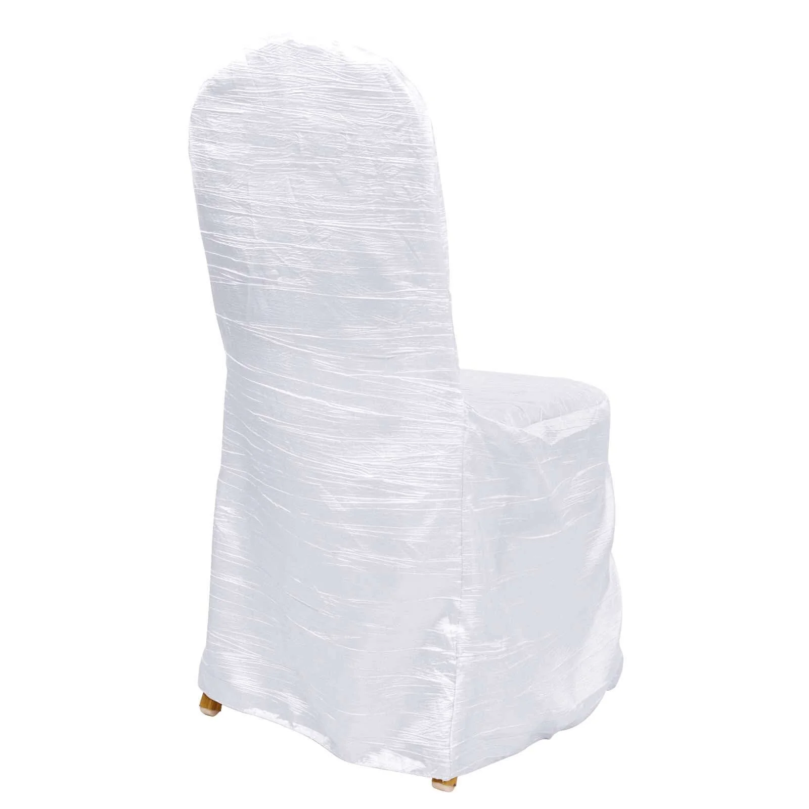 Crinkle Crushed Taffeta Banquet Chair Cover White - Reusable Graceful Design for Weddings - Image 9