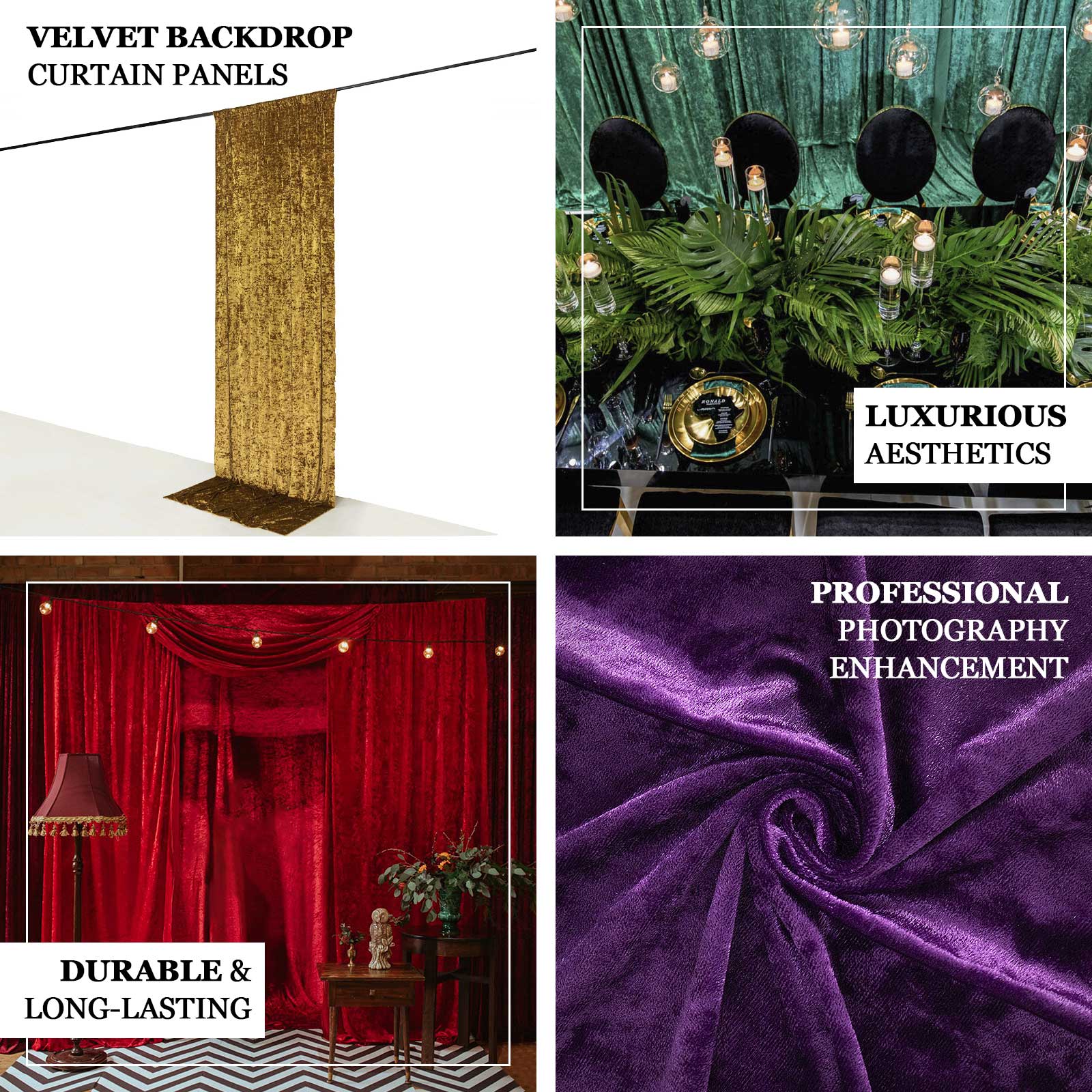 Crushed Velvet Backdrop Curtain – Hunter Emerald Green 5ft x 10ft Event Drape with Rod Pocket, Privacy Panel for Photo Booths & Events - Image 3