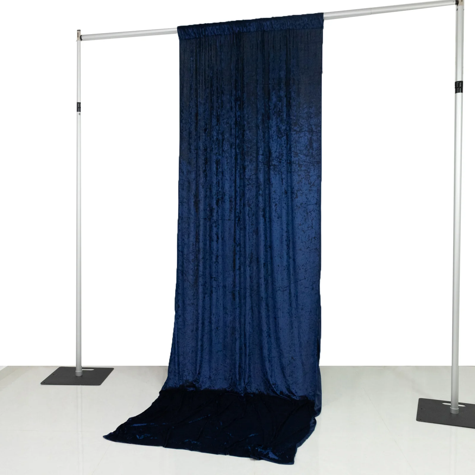 Crushed Velvet Backdrop Curtain – Navy Blue 5ft x 12ft Event Drape with Rod Pocket, Privacy Panel for Photo Booths & Events - Image 2