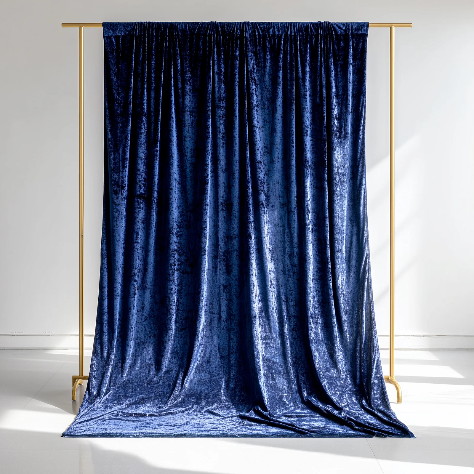 Crushed Velvet Backdrop Curtain – Navy Blue 5ft x 12ft Event Drape with Rod Pocket, Privacy Panel for Photo Booths & Events - Image 5