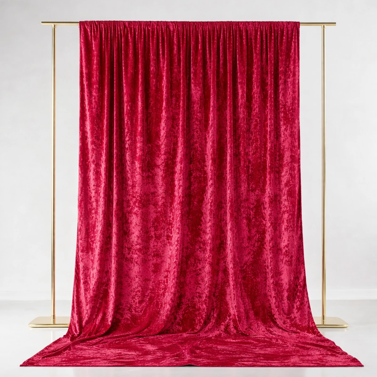 Crushed Velvet Backdrop Curtain – Red 5ft x 14ft Event Drape with Rod Pocket, Privacy Panel for Photo Booths & Events - Image 3