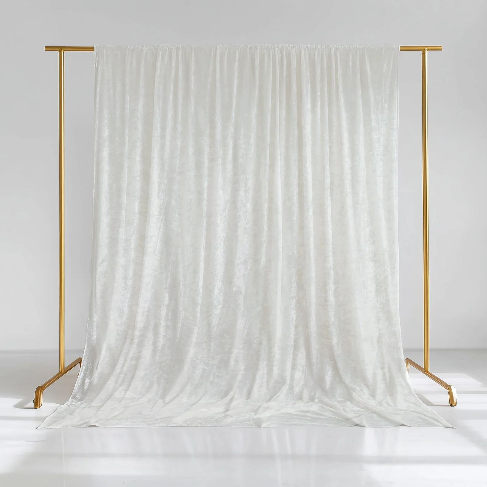 Crushed Velvet Backdrop Curtain – White 5ft x 10ft Event Drape with Rod Pocket, Privacy Panel for Photo Booths & Events - Image 6