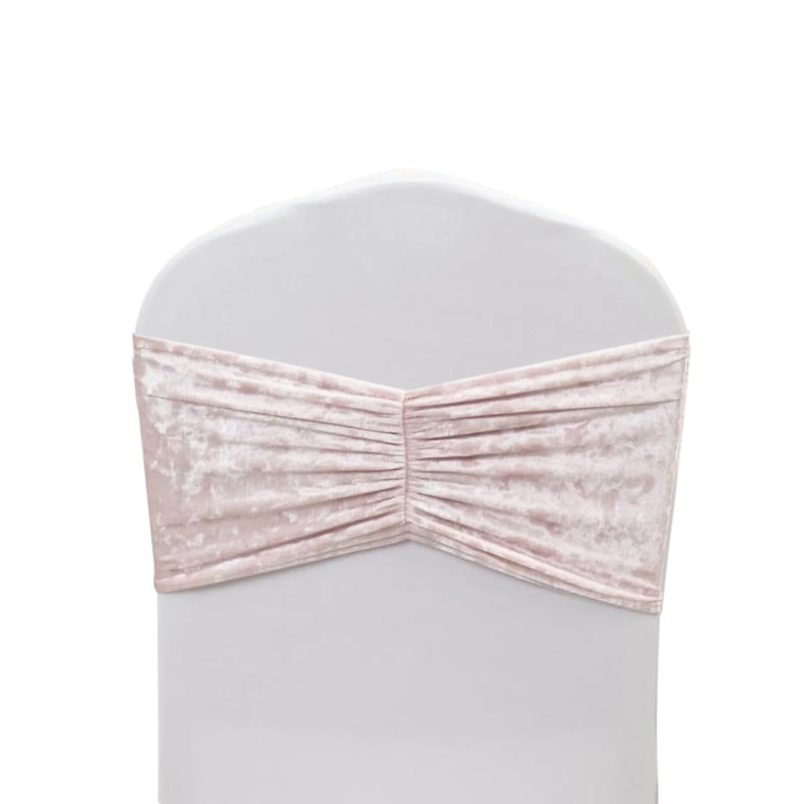 5 Pack Crushed Velvet Chair Sashes Blush, Wide Ruffle Style Textured Decorative Chair Bands - 8"x15" - Image 3