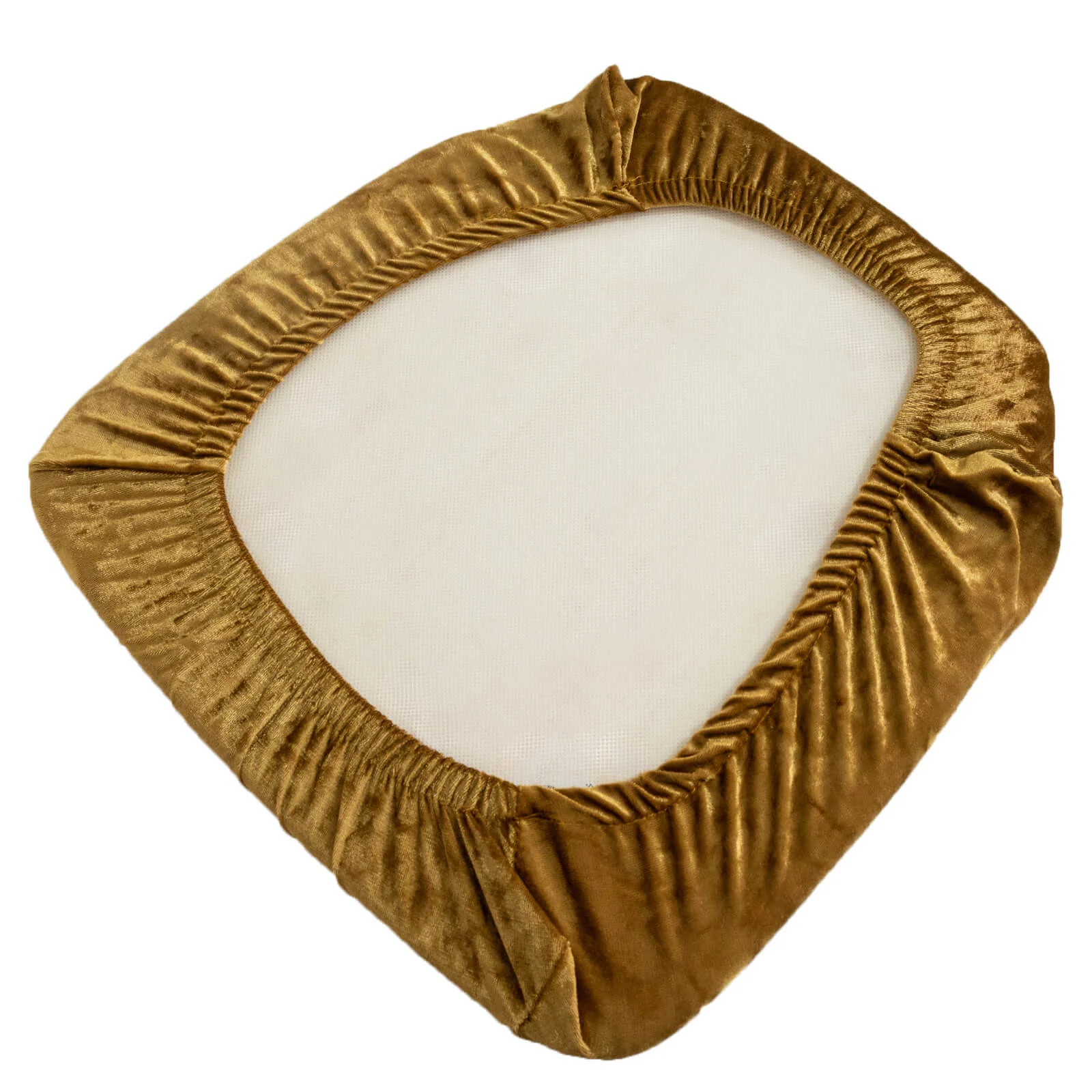 5 Pack Crushed Velvet Chiavari Chair Seat Pad Covers – Gold Stretch Cushion Slipcovers for Dining Chairs, Washable & Reusable - Image 6