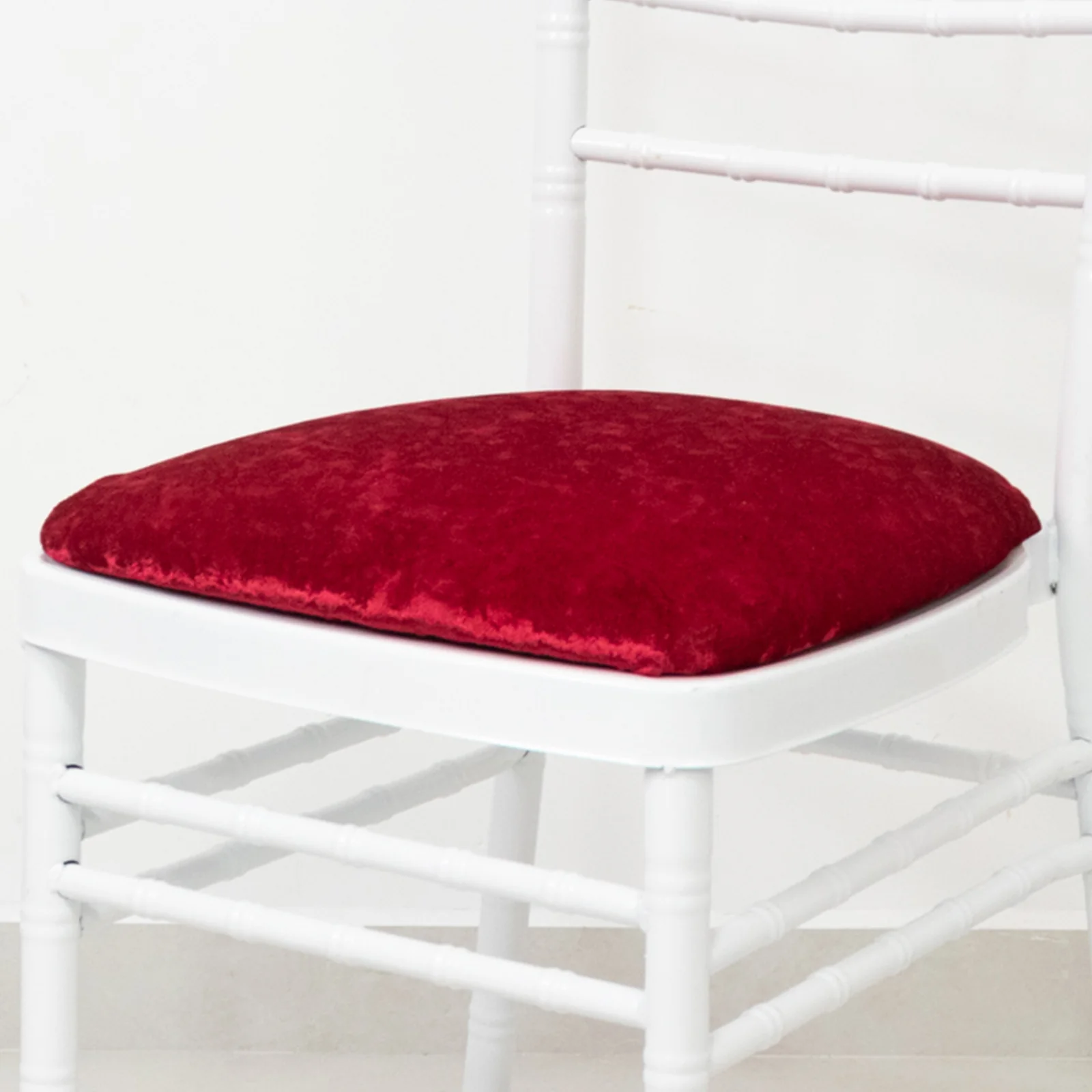 5 Pack Crushed Velvet Chiavari Chair Seat Pad Covers – Red Stretch Cushion Slipcovers for Dining Chairs, Washable & Reusable