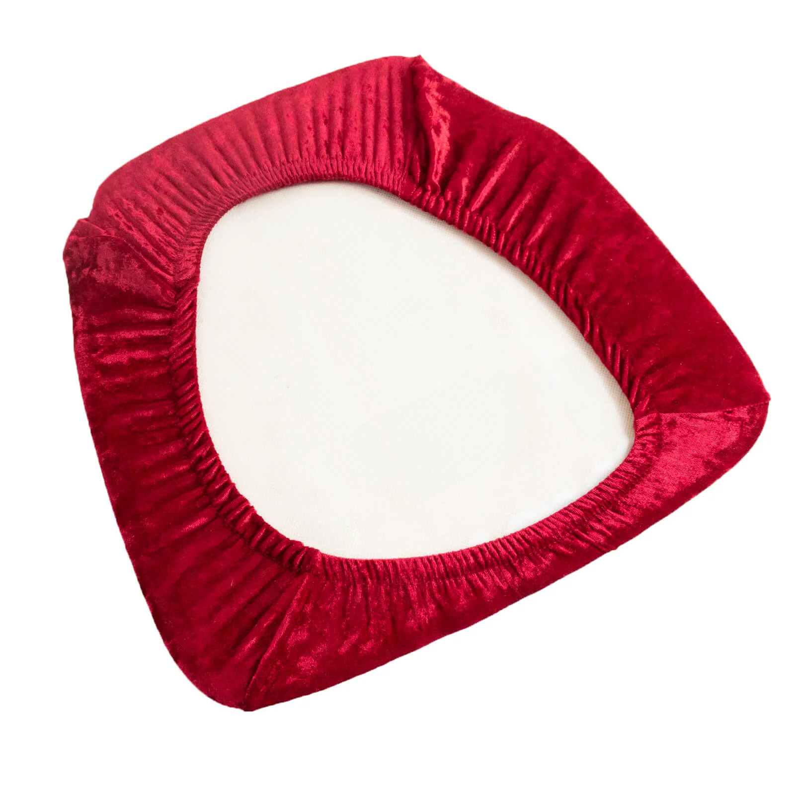 5 Pack Crushed Velvet Chiavari Chair Seat Pad Covers – Red Stretch Cushion Slipcovers for Dining Chairs, Washable & Reusable - Image 6