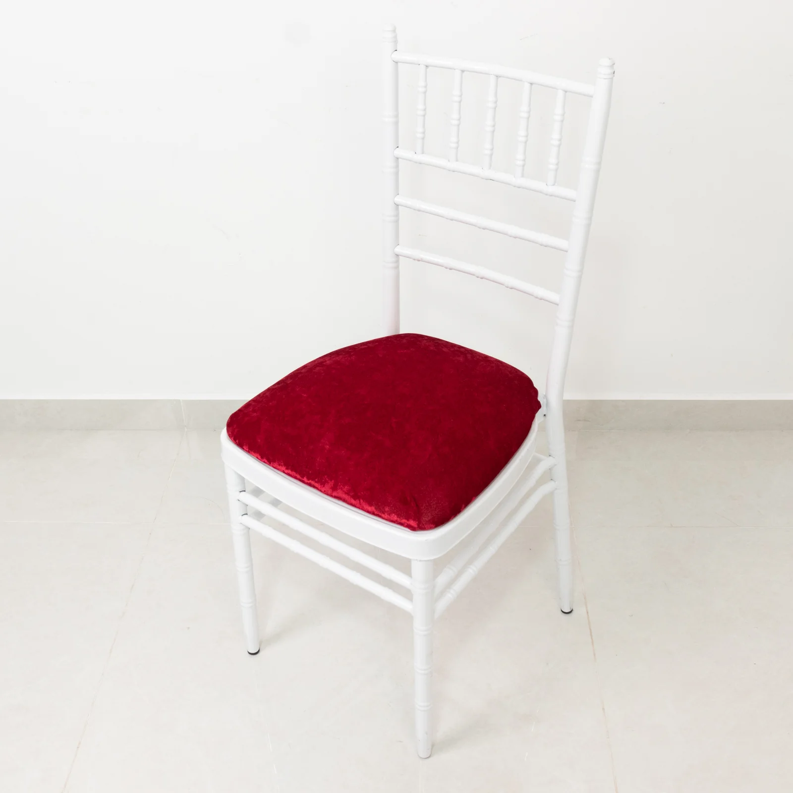 5 Pack Crushed Velvet Chiavari Chair Seat Pad Covers – Red Stretch Cushion Slipcovers for Dining Chairs, Washable & Reusable - Image 8