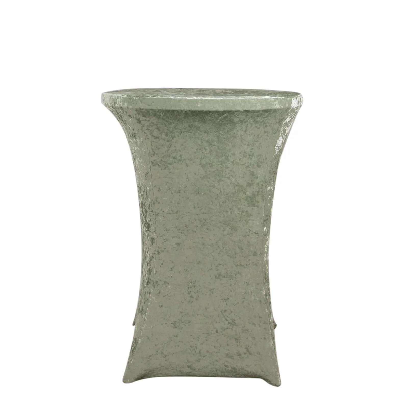 Crushed Velvet Spandex Round Cocktail Table Cover 30" Sage Green - Smooth Fitted Highboy Tablecloth for Receptions & Functions - Image 8