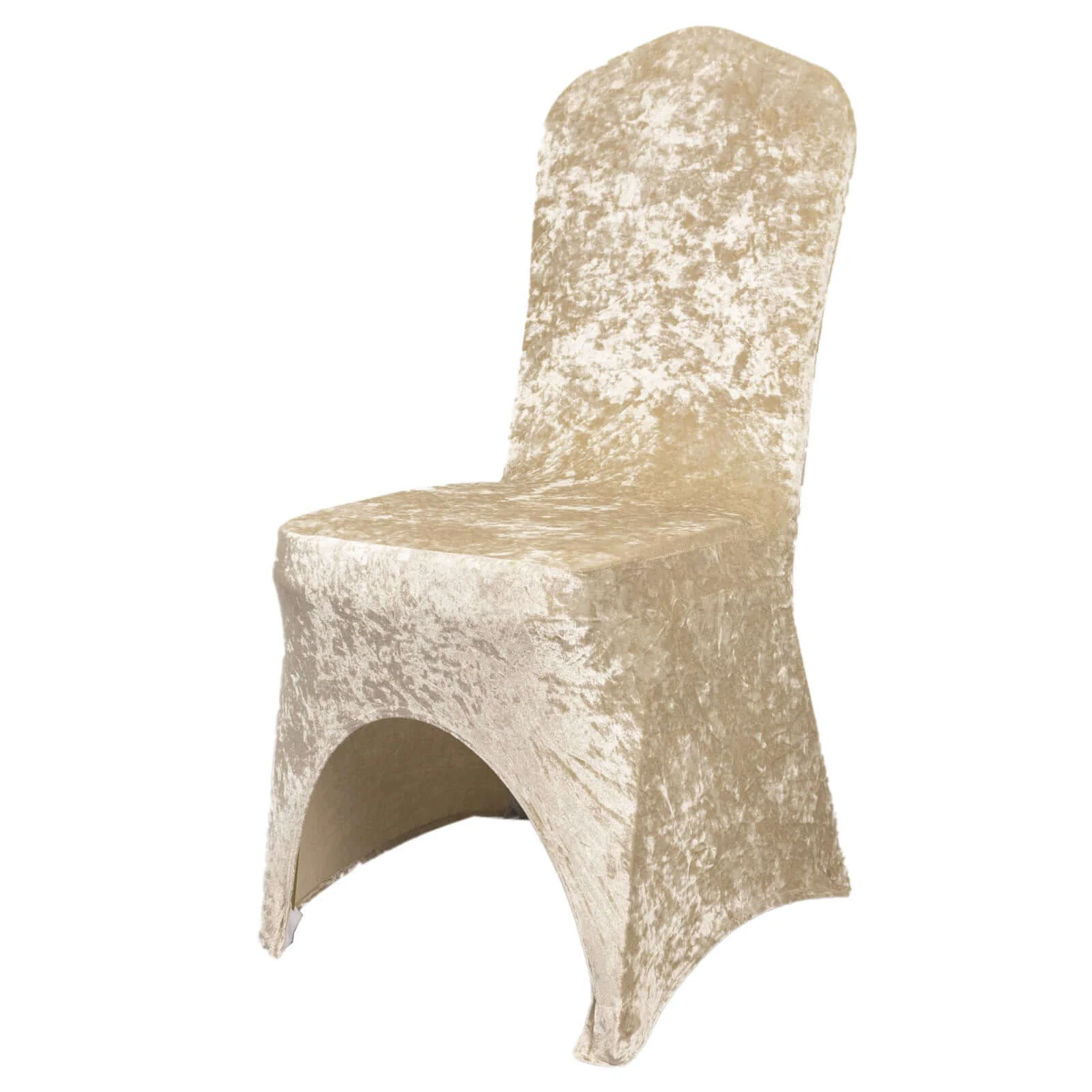 Crushed Velvet Spandex Stretch Banquet Chair Cover 190GSM Beige - Fitted with Foot Pockets - Image 6