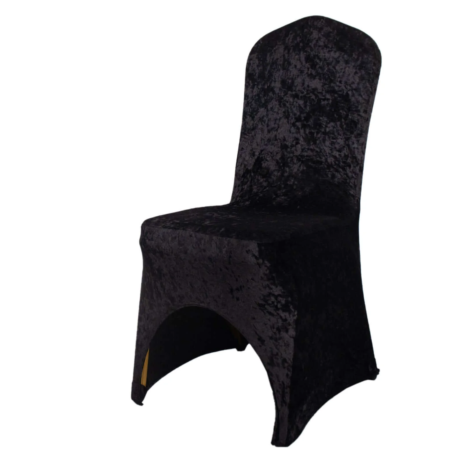 Crushed Velvet Spandex Stretch Banquet Chair Cover 190GSM Black - Fitted with Foot Pockets - Image 7