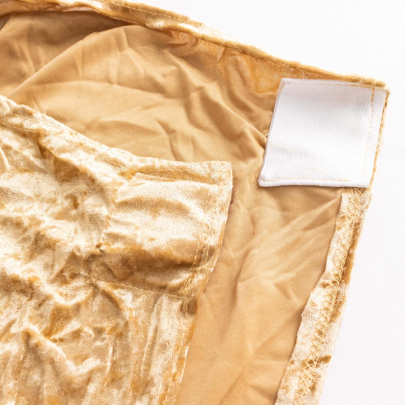 Crushed Velvet Spandex Stretch Banquet Chair Cover 190GSM Champagne - Fitted with Foot Pockets - Image 12