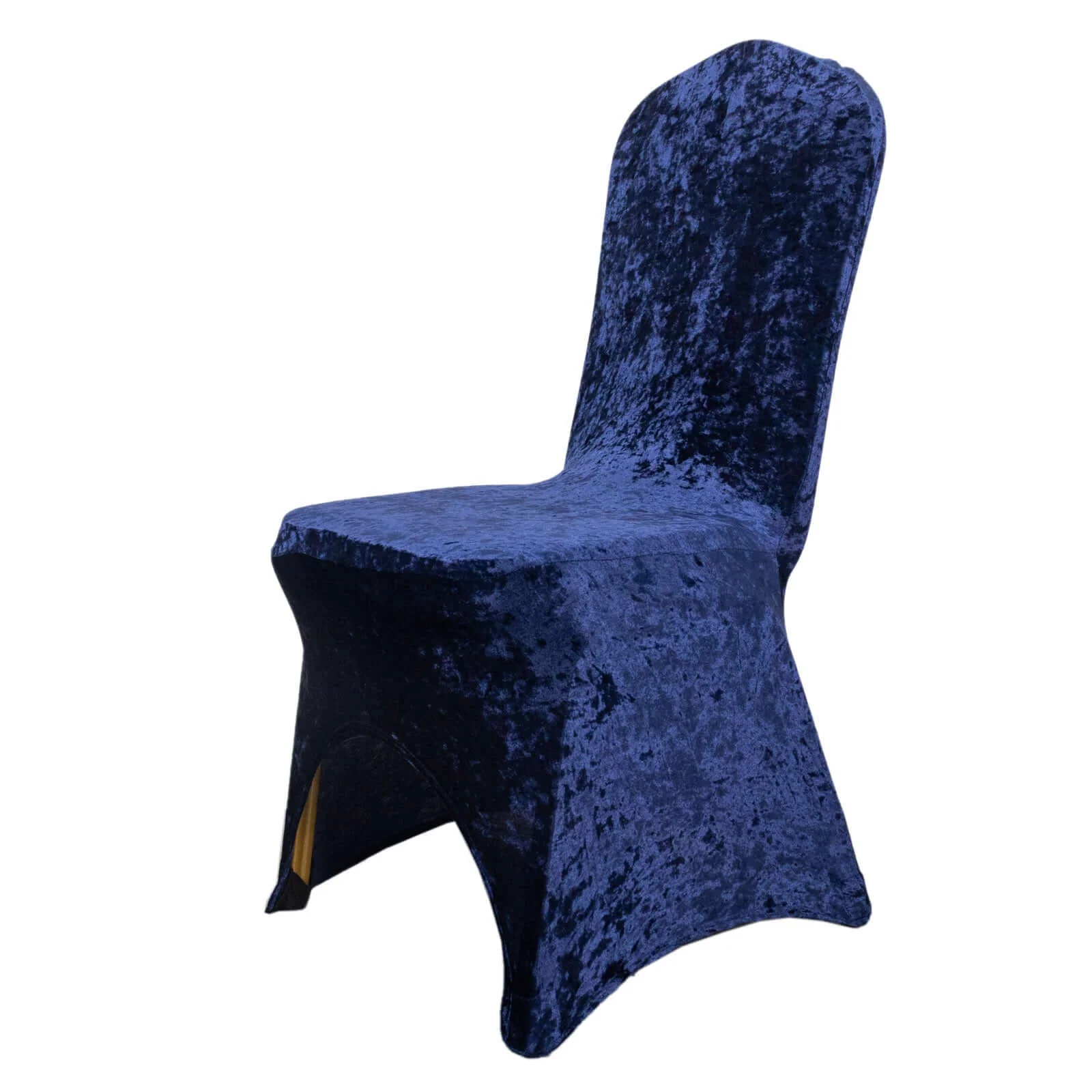 Crushed Velvet Spandex Stretch Banquet Chair Cover 190GSM Navy Blue - Fitted with Foot Pockets - Image 7