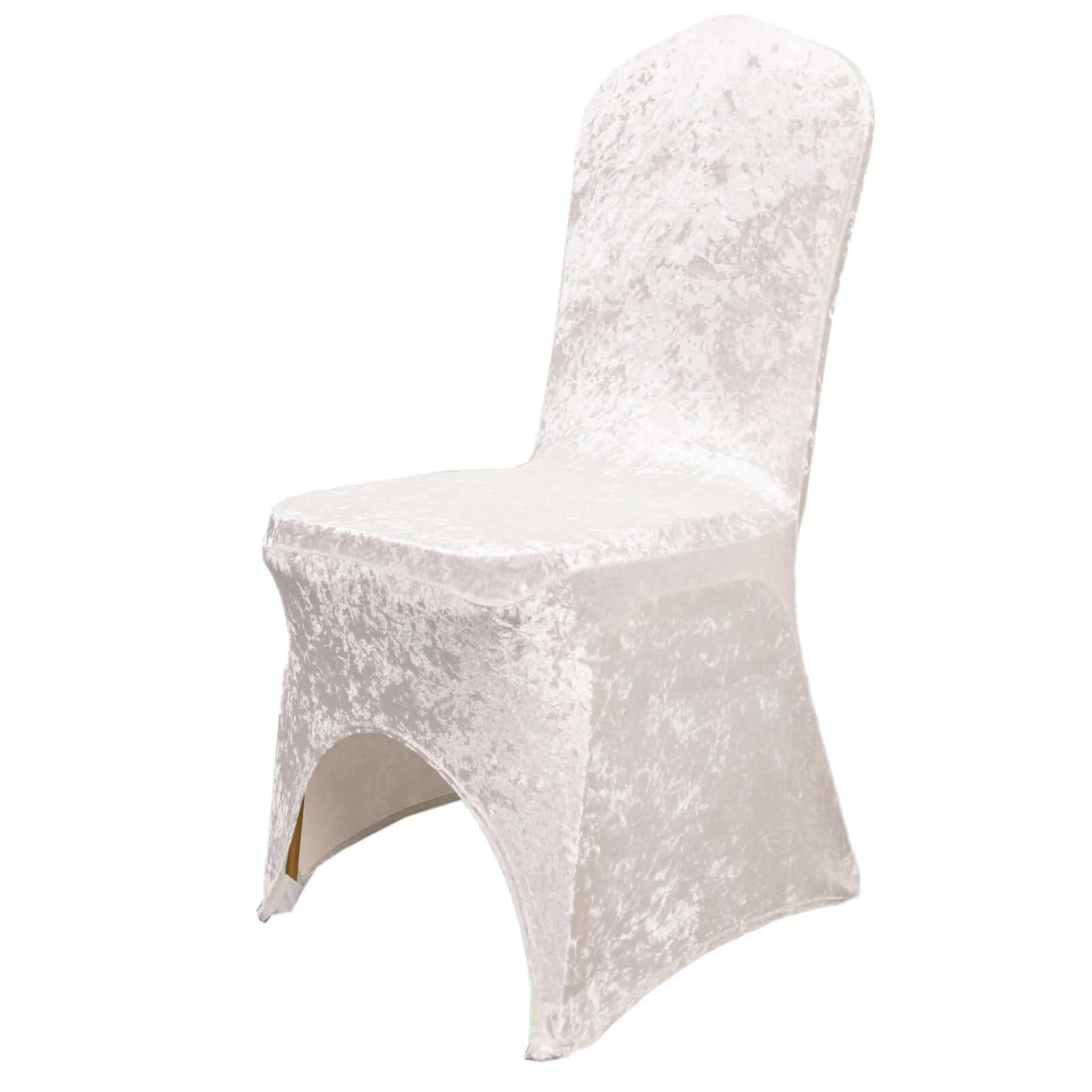 Crushed Velvet Spandex Stretch Banquet Chair Cover 190GSM White - Fitted Slipcover with Foot Pockets for Weddings - Image 7