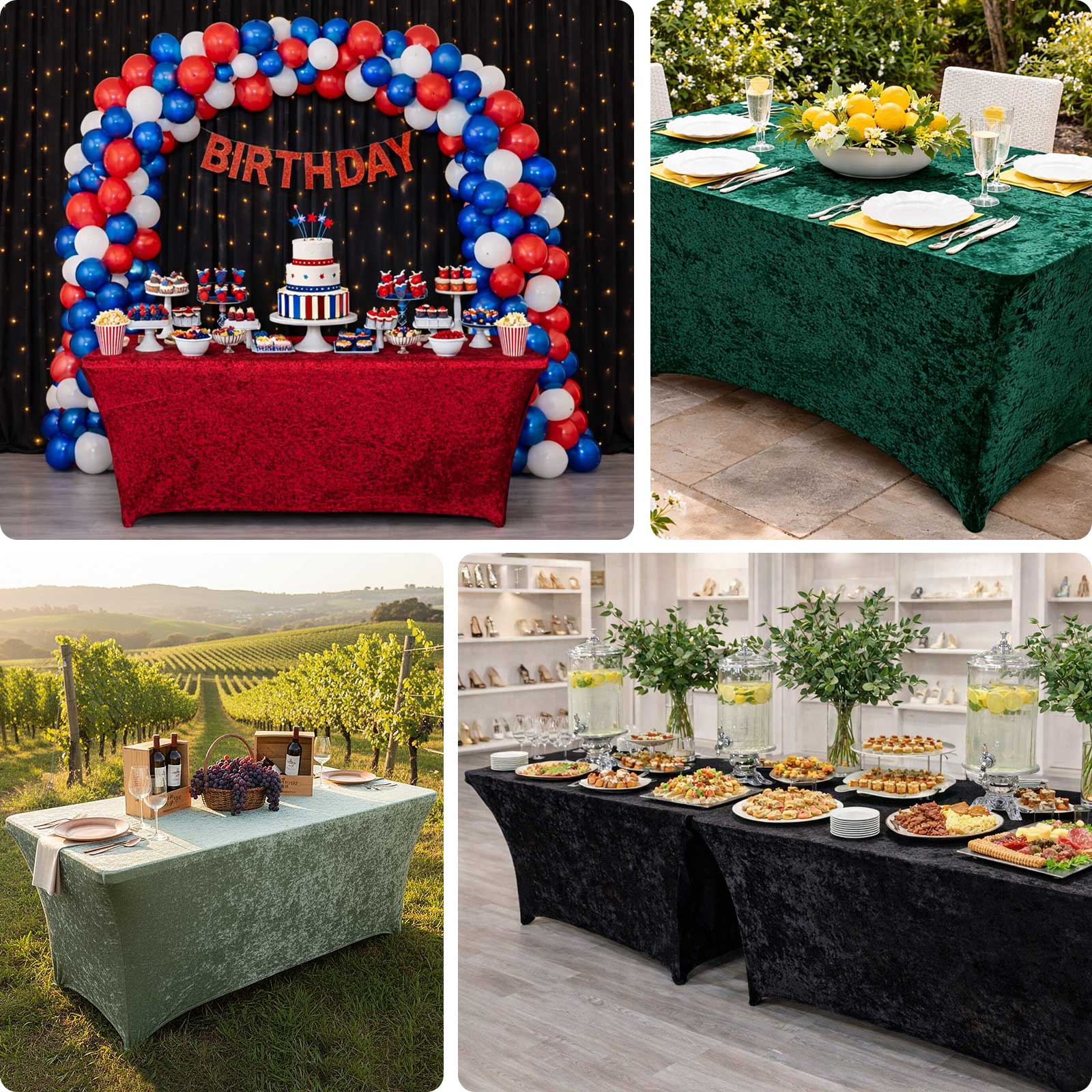 Crushed Velvet Stretch Rectangular Table Cover 6ft Gold - Wrinkle-Free Tablecloth - Image 5