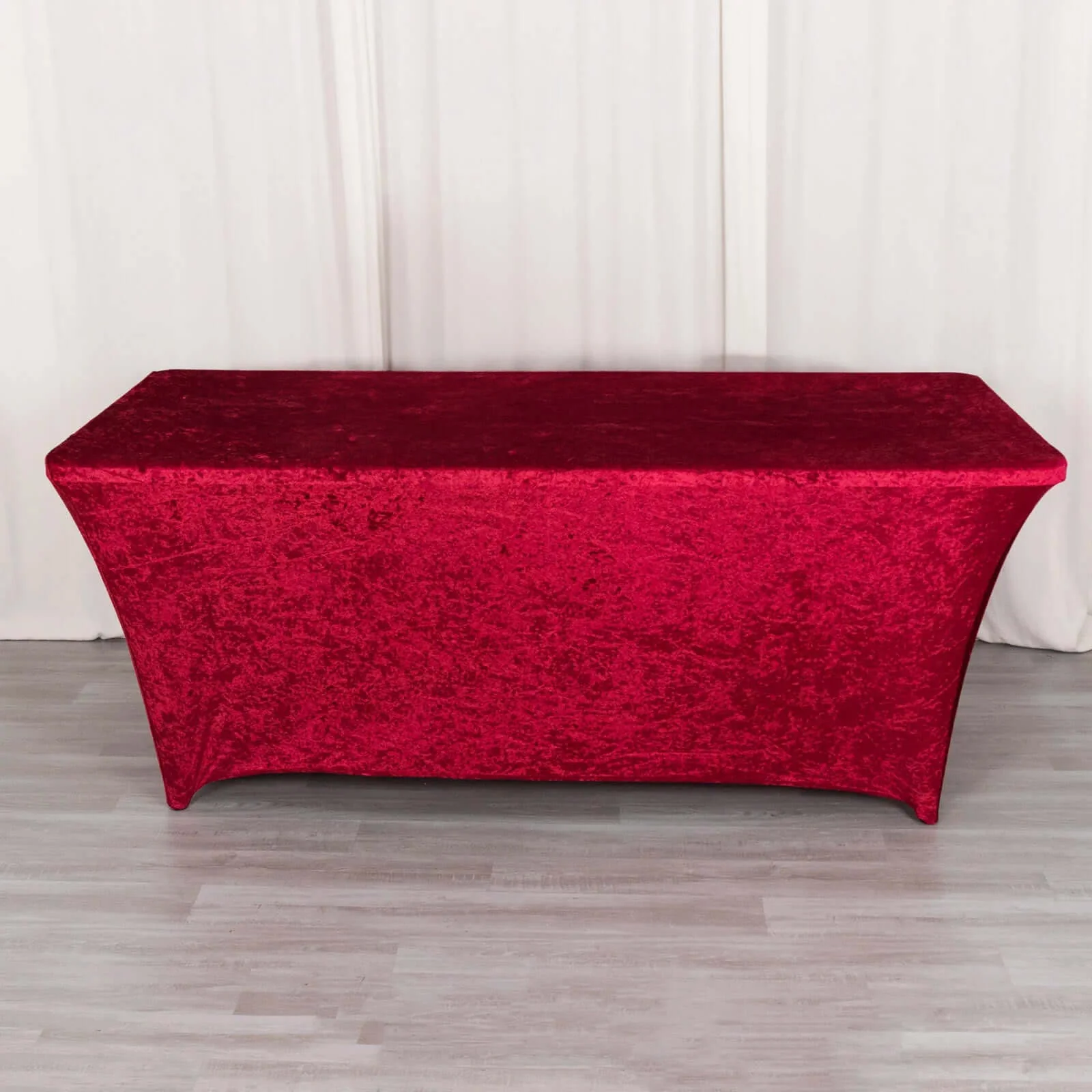 Crushed Velvet Stretch Rectangular Table Cover 6ft Red - Wrinkle-Free Tablecloth