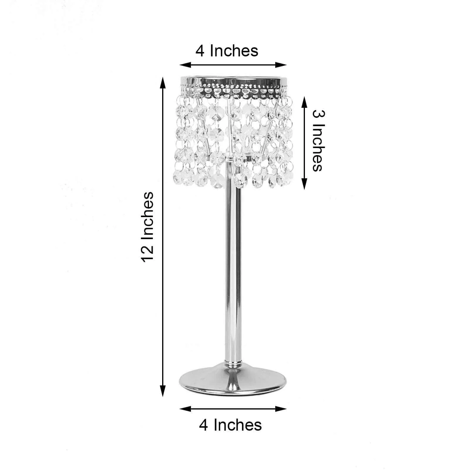 Crystal Beaded Chandelier Candle Holder 12" Silver - Stunning Metal Tealight Stand for Pillar Candles - Image 3
