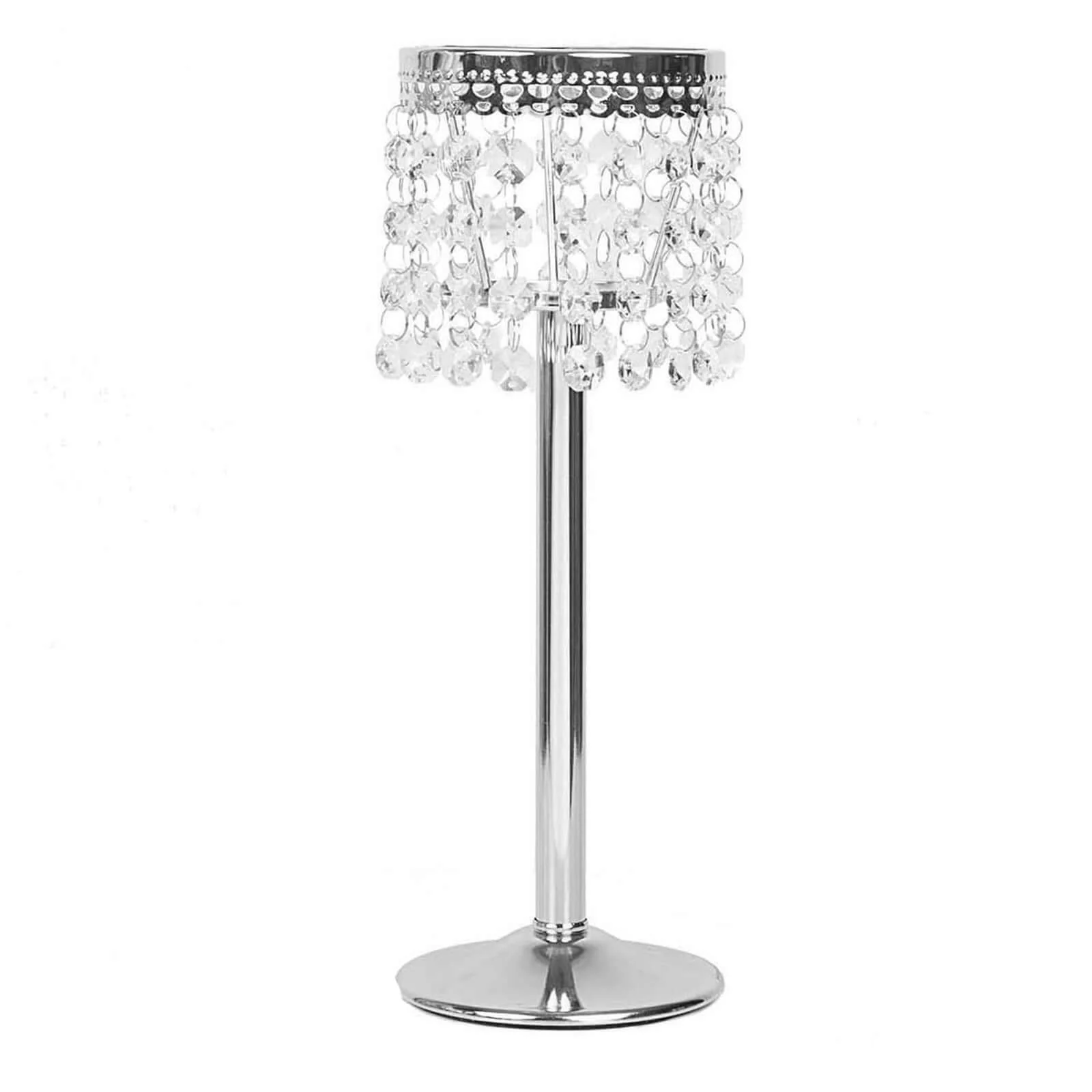 Crystal Beaded Chandelier Candle Holder 12" Silver - Stunning Metal Tealight Stand for Pillar Candles - Image 7